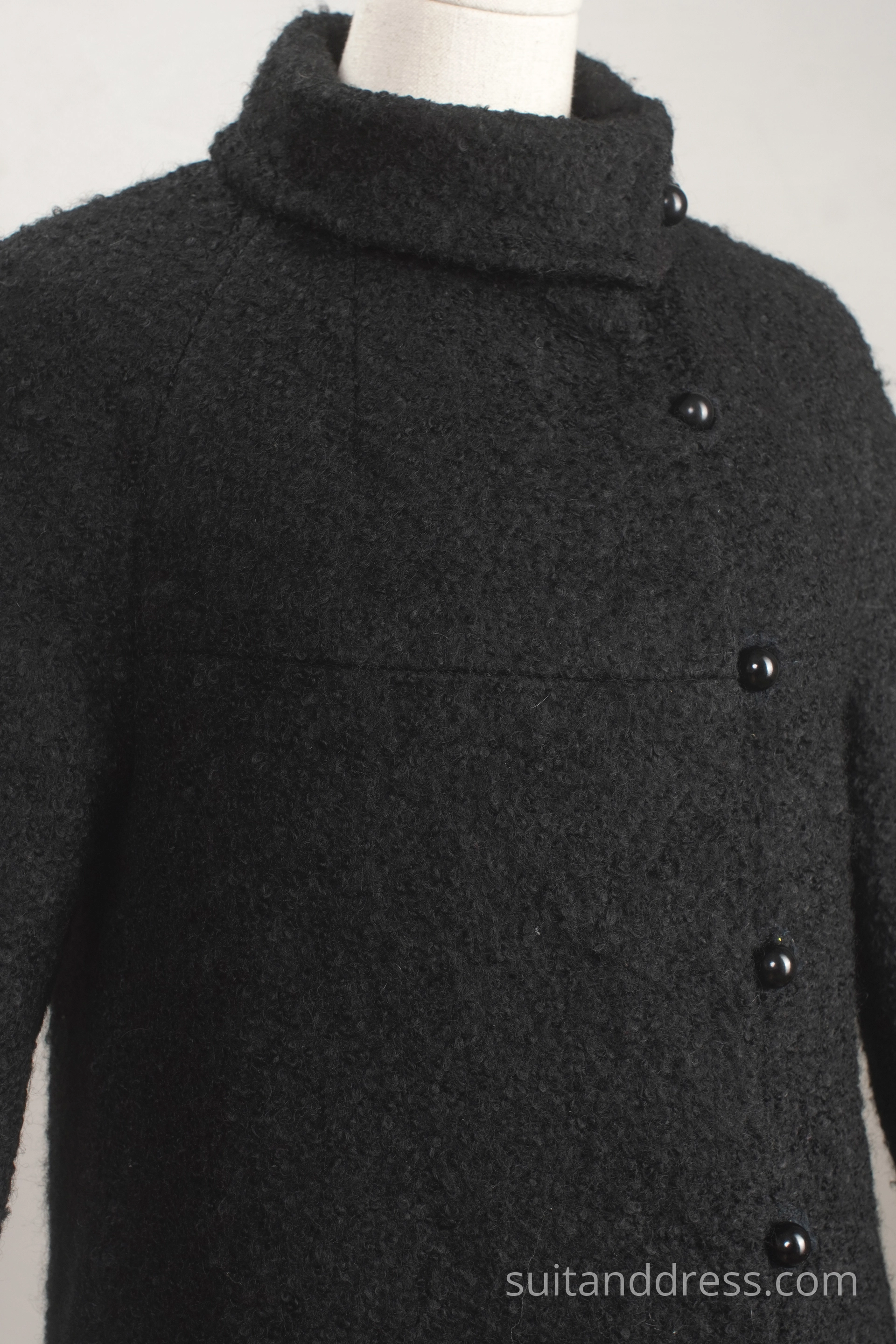 1960s wool boucle mini coat black vintage costume rent