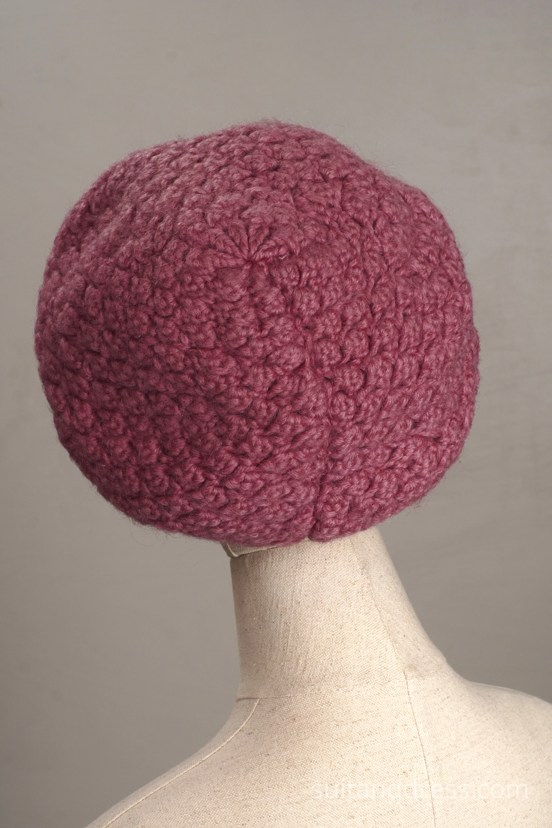 vintage soviet croshet beret Dusty Rose Pink