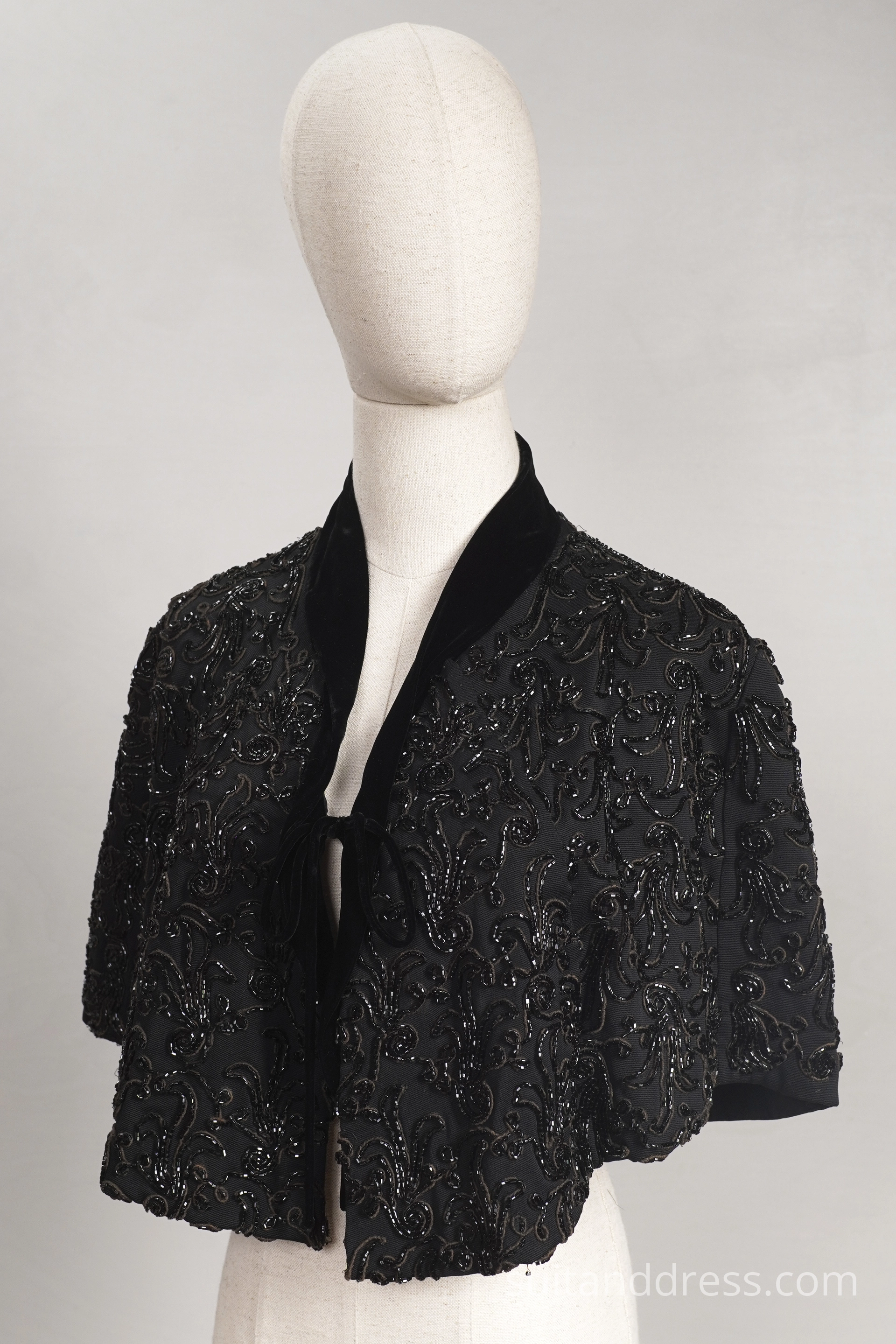 1940s heavy beaded evening cape capelet mid century vintage fashion rent