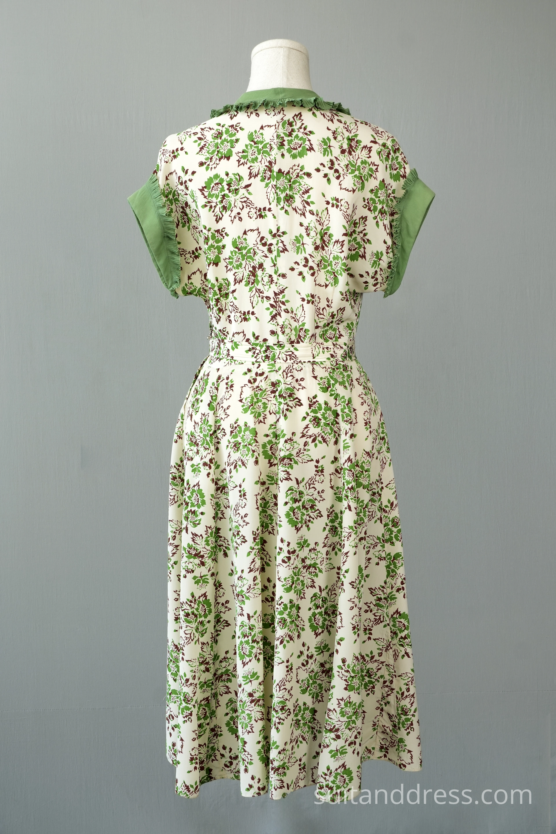 1930s floral silk summer dress vintage 30s day dress retro style fashion rent for films in Riga Latvia