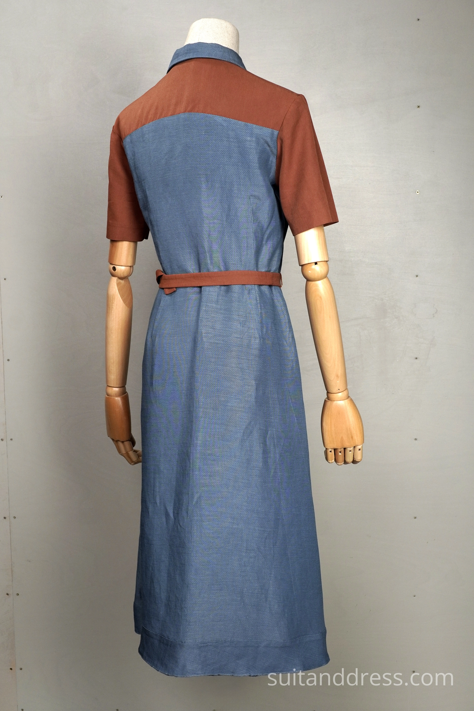 1940. vintage stila keita pēckara kleita brūna zila