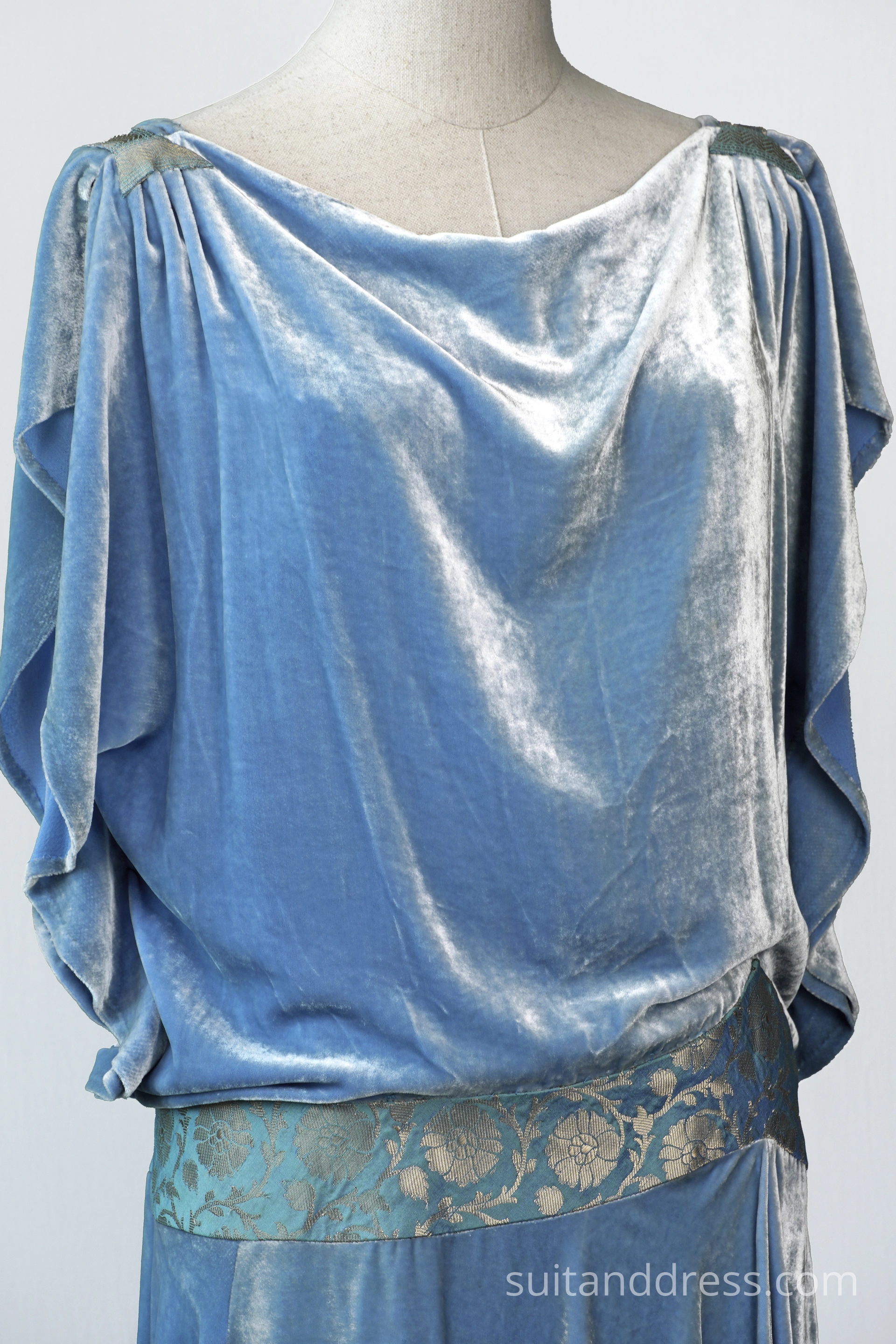 1920s style greek goddess silk velvet dress evening gown 20s party dress vintage costume rental hire for films in Riga Latvia