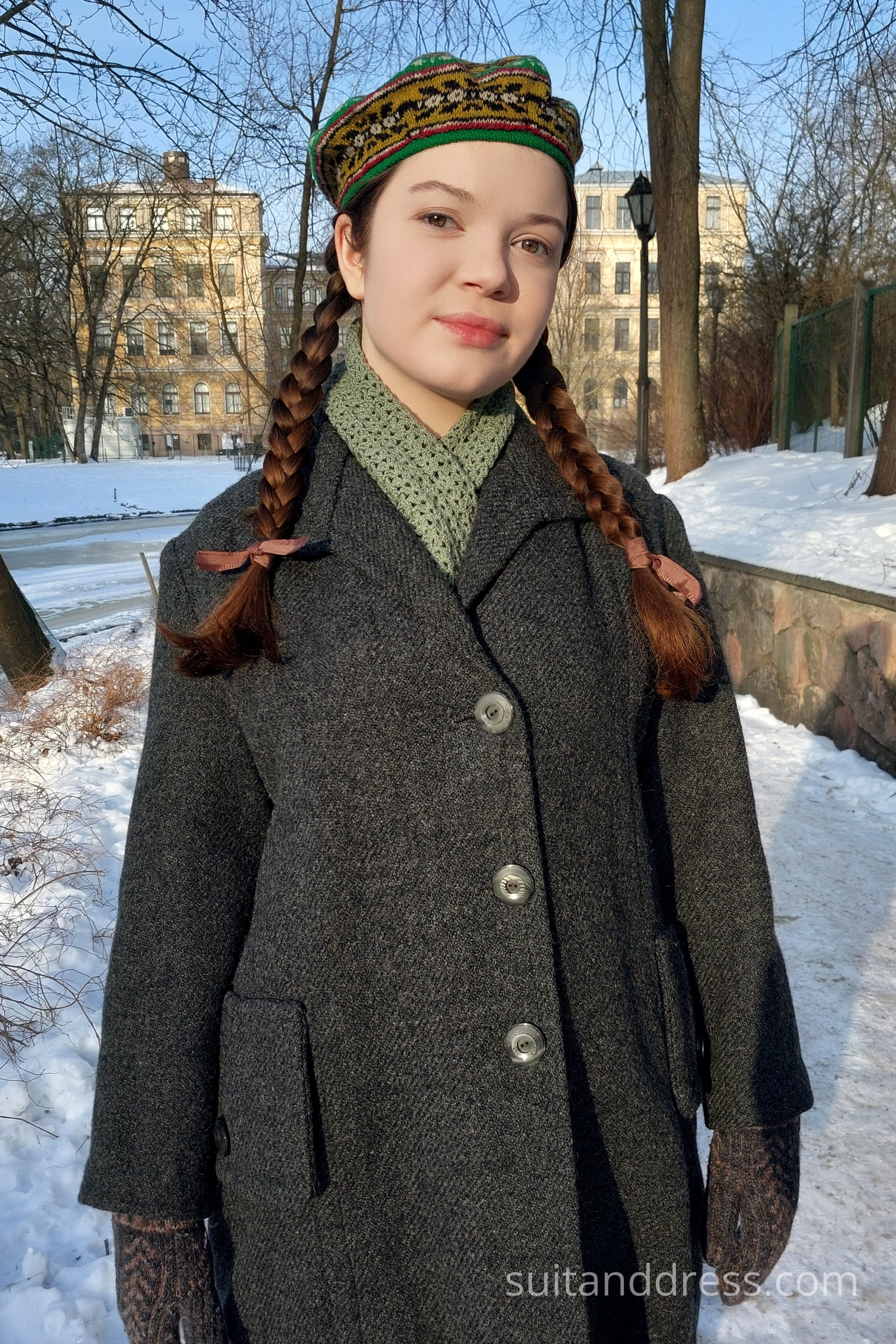 vintage girls berette knited jacquard knit 1930s 1940s 1950s