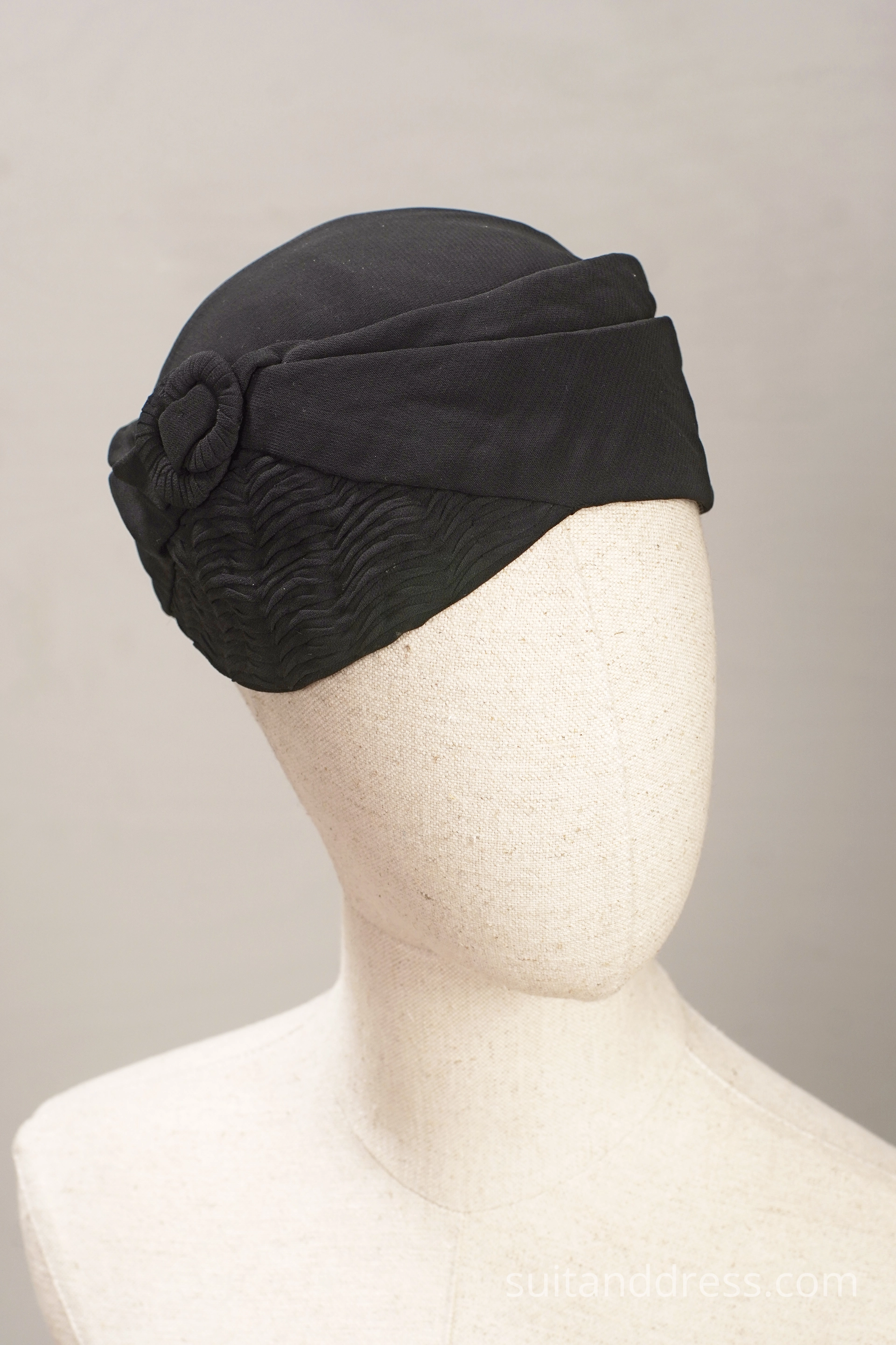 Mid century draped silk hat vintage 1950s 1960s fashion mourning