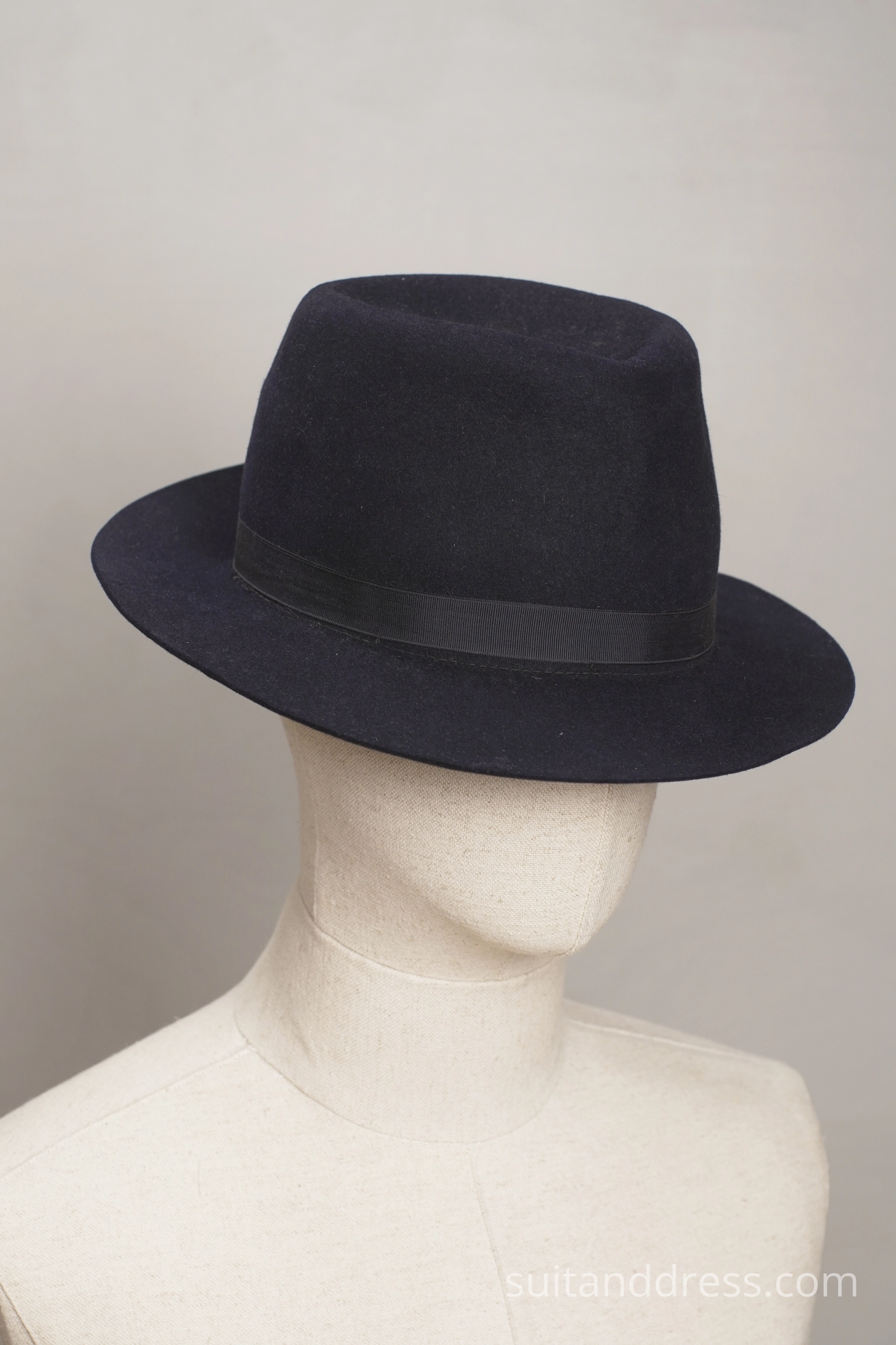 mid-century navy fedora 1950s 1940s 1930s mens hat