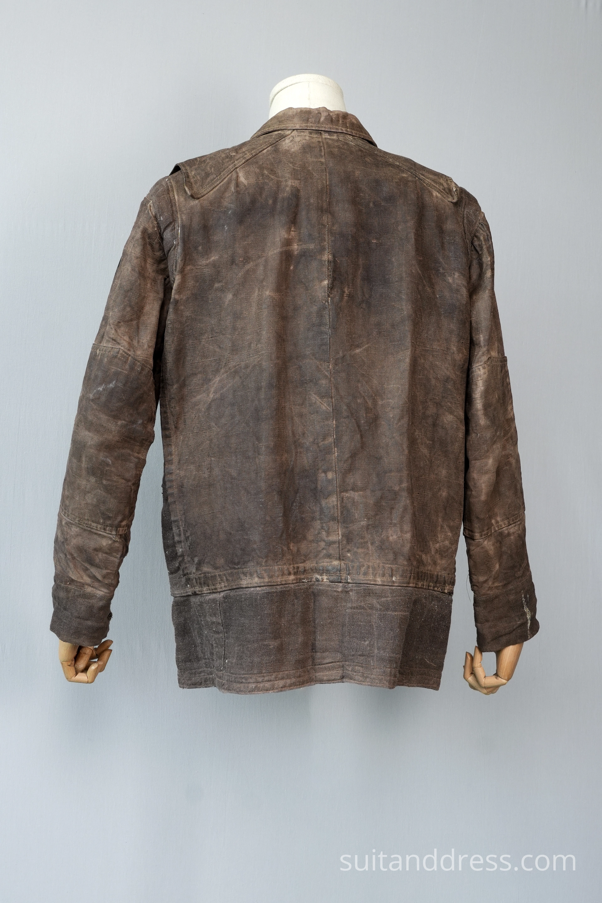 1930s 40s waxed canvas work jacket wardrobe rental for films vintage costume hire in Riga Latvia