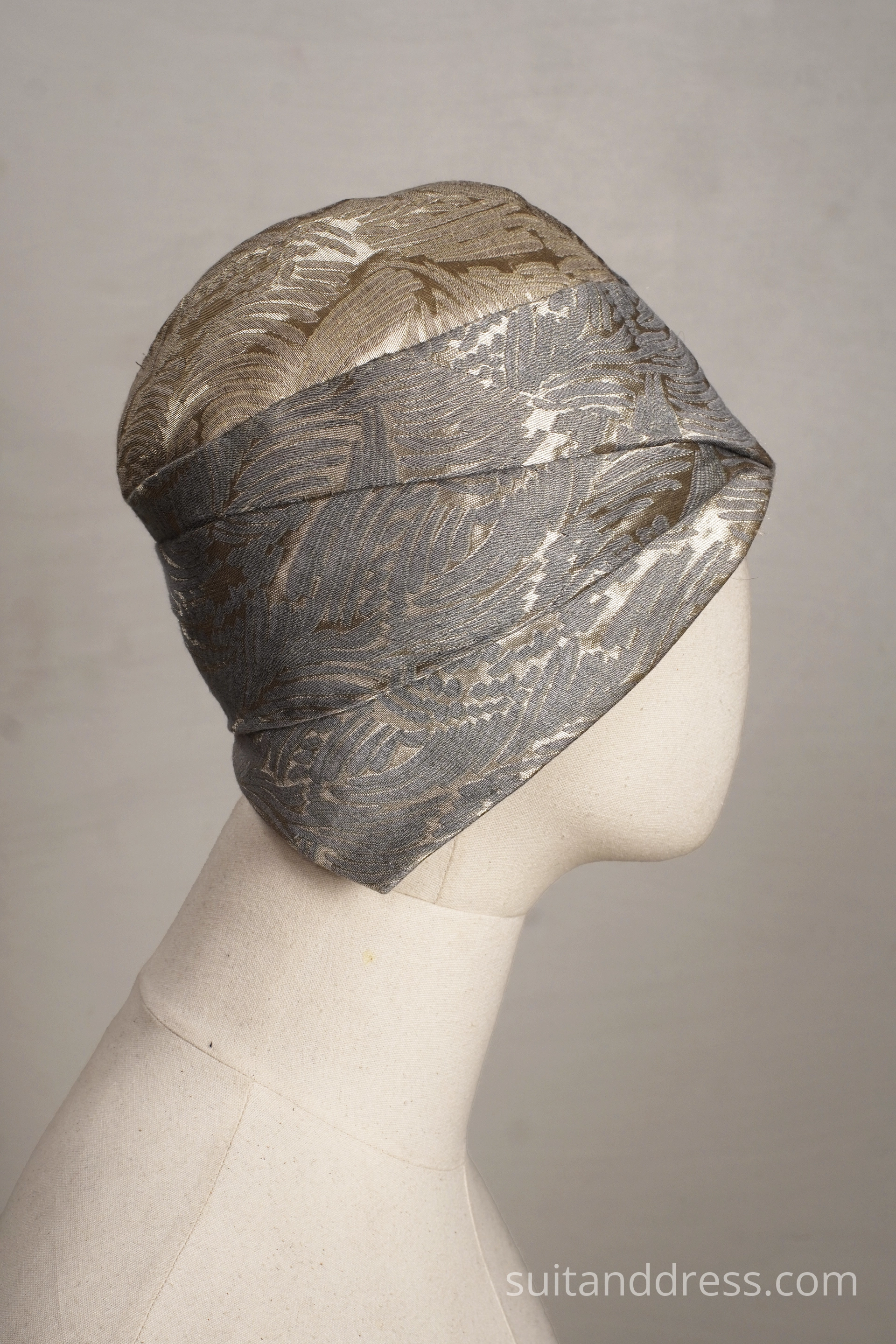 1920s cloche turban brocade lame hat replica