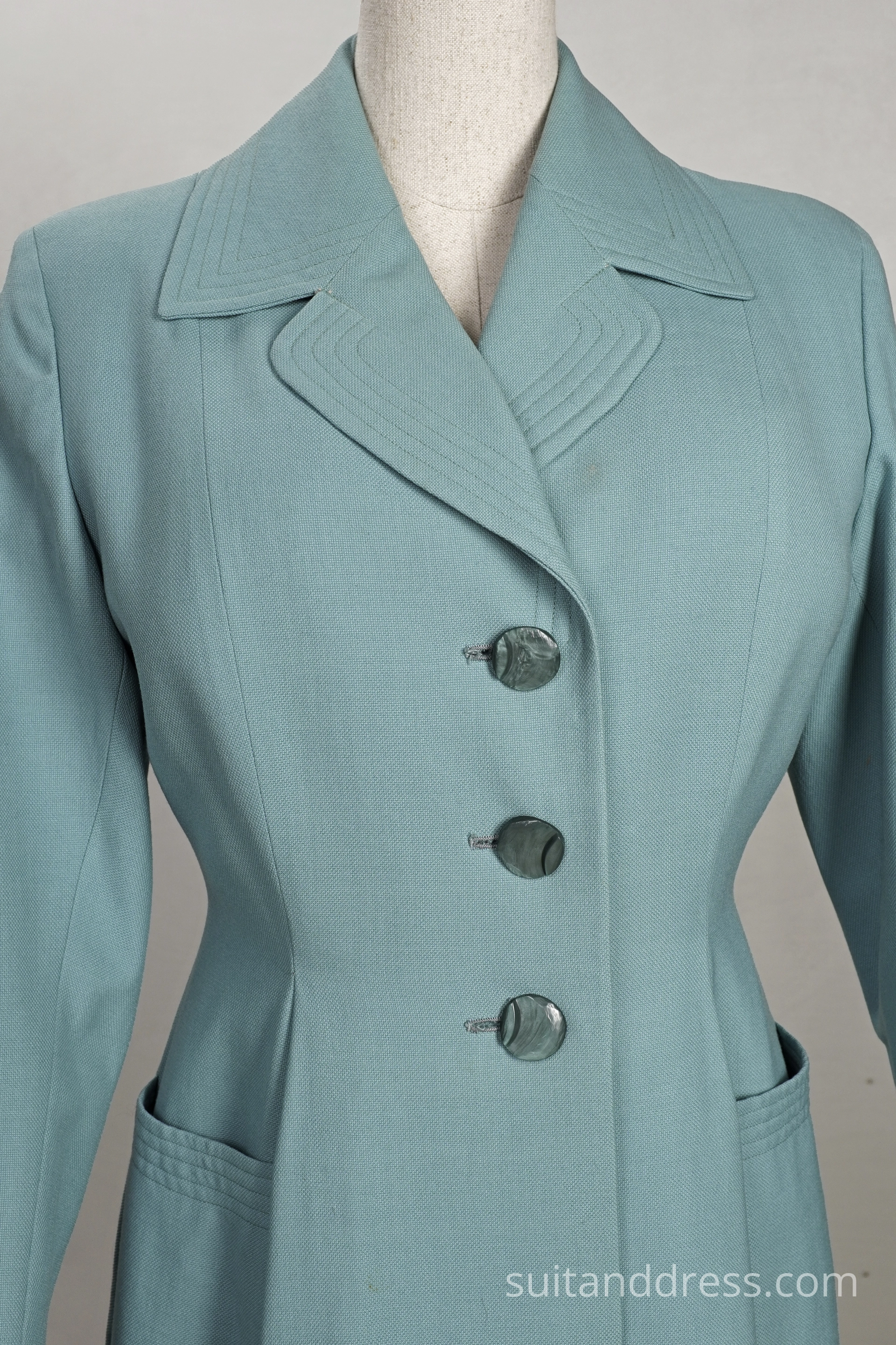 1950s fit and flare coat in seafoam green