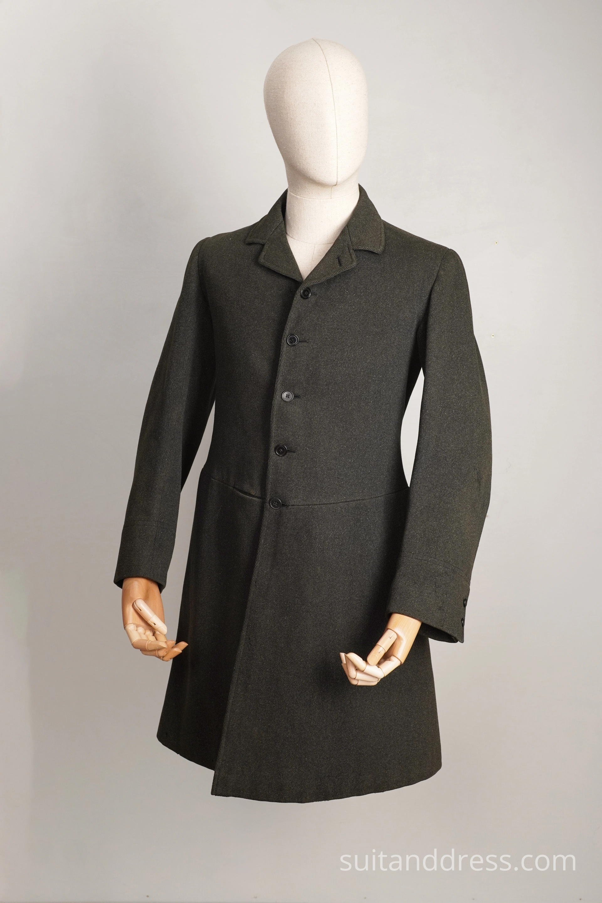 Victorian Edwardian mens winter coat grey green wool students style 20th century begining vintage fashion rent in Riga