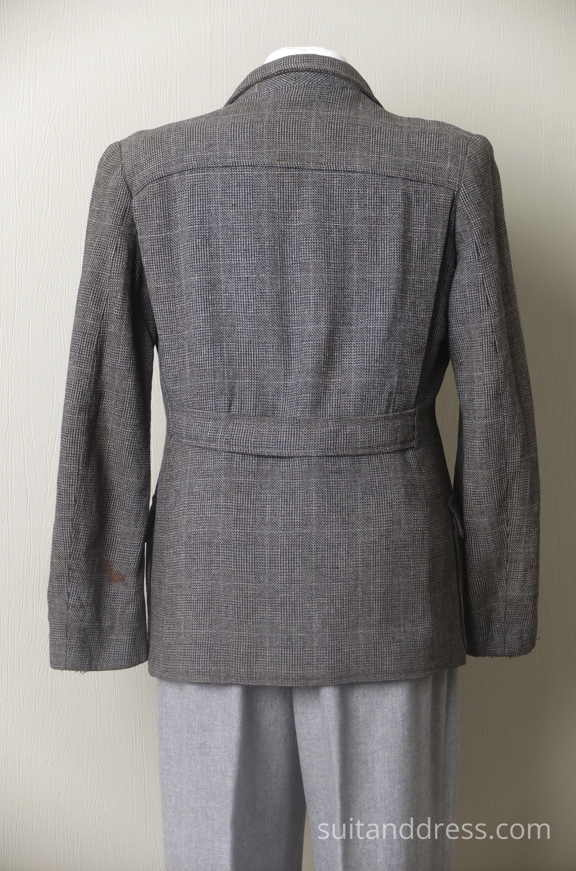 1930s plaid wool blazer with belted back