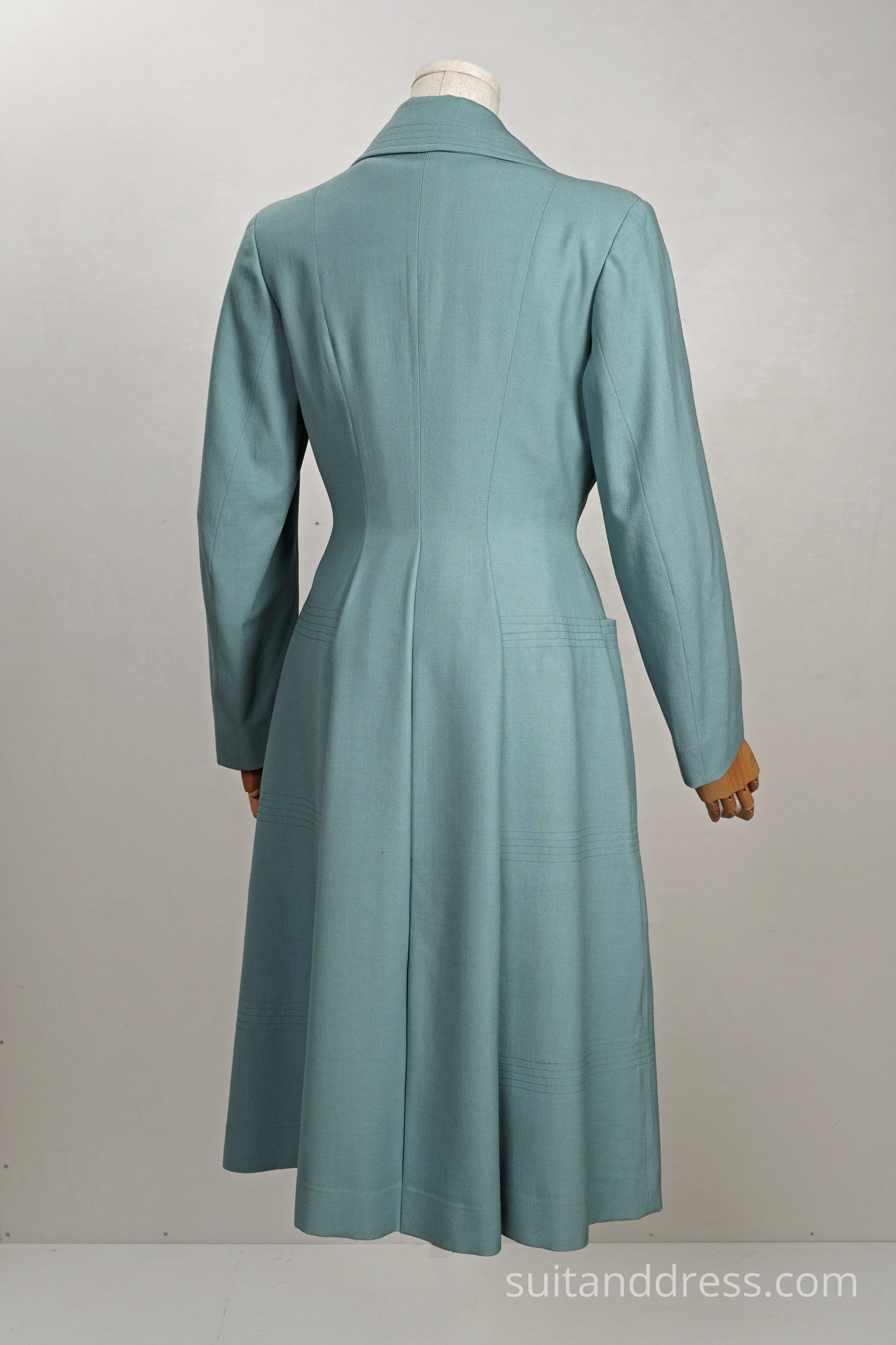 1950s fit and flare coat in seafoam green