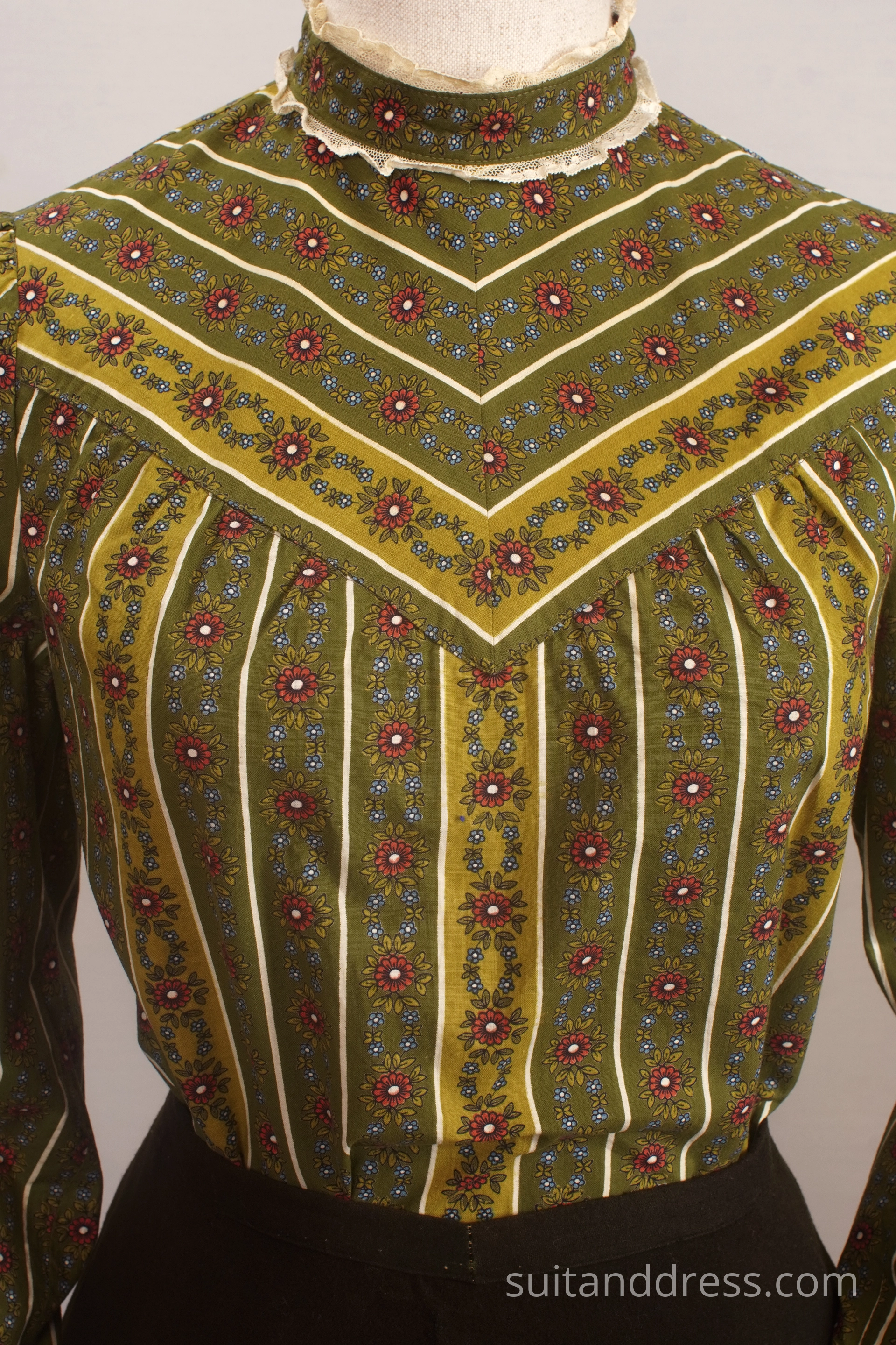 Edvardian printed cotton blouse replica 1900s womens fashion rent