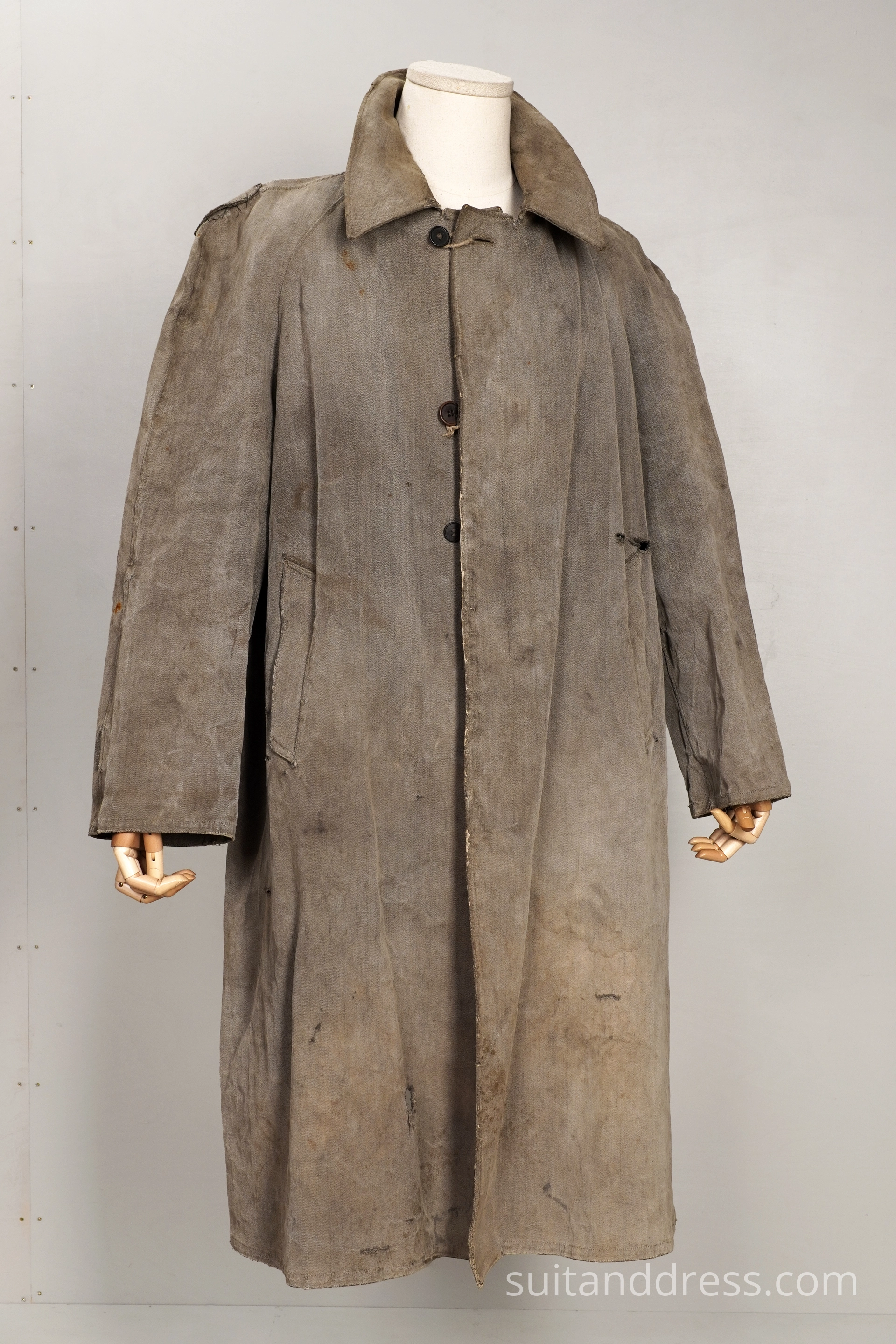 Soviet mid century work cat rain coat distressed worn out costume rent