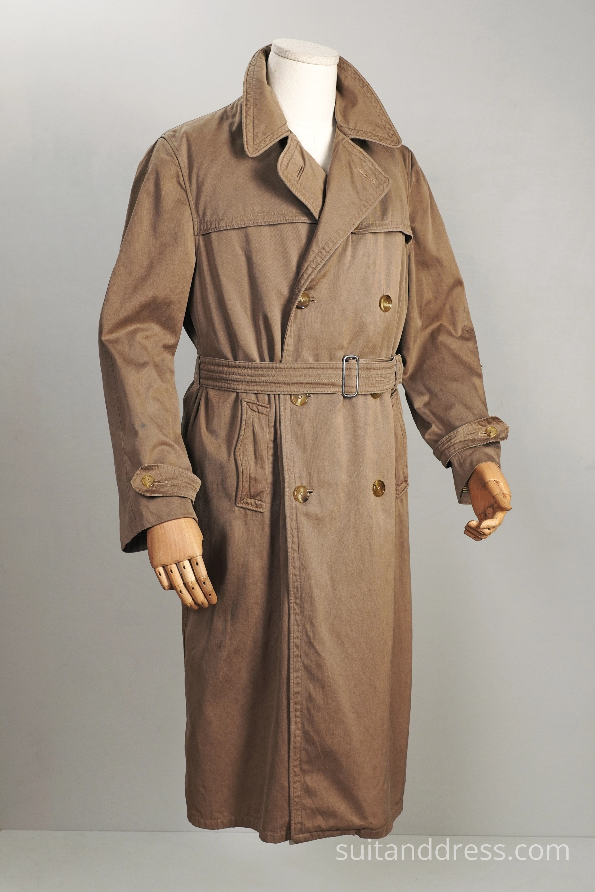 1940s 50s double breasted cotton gabardine trench coat  mid century mens style costume rent in Riga