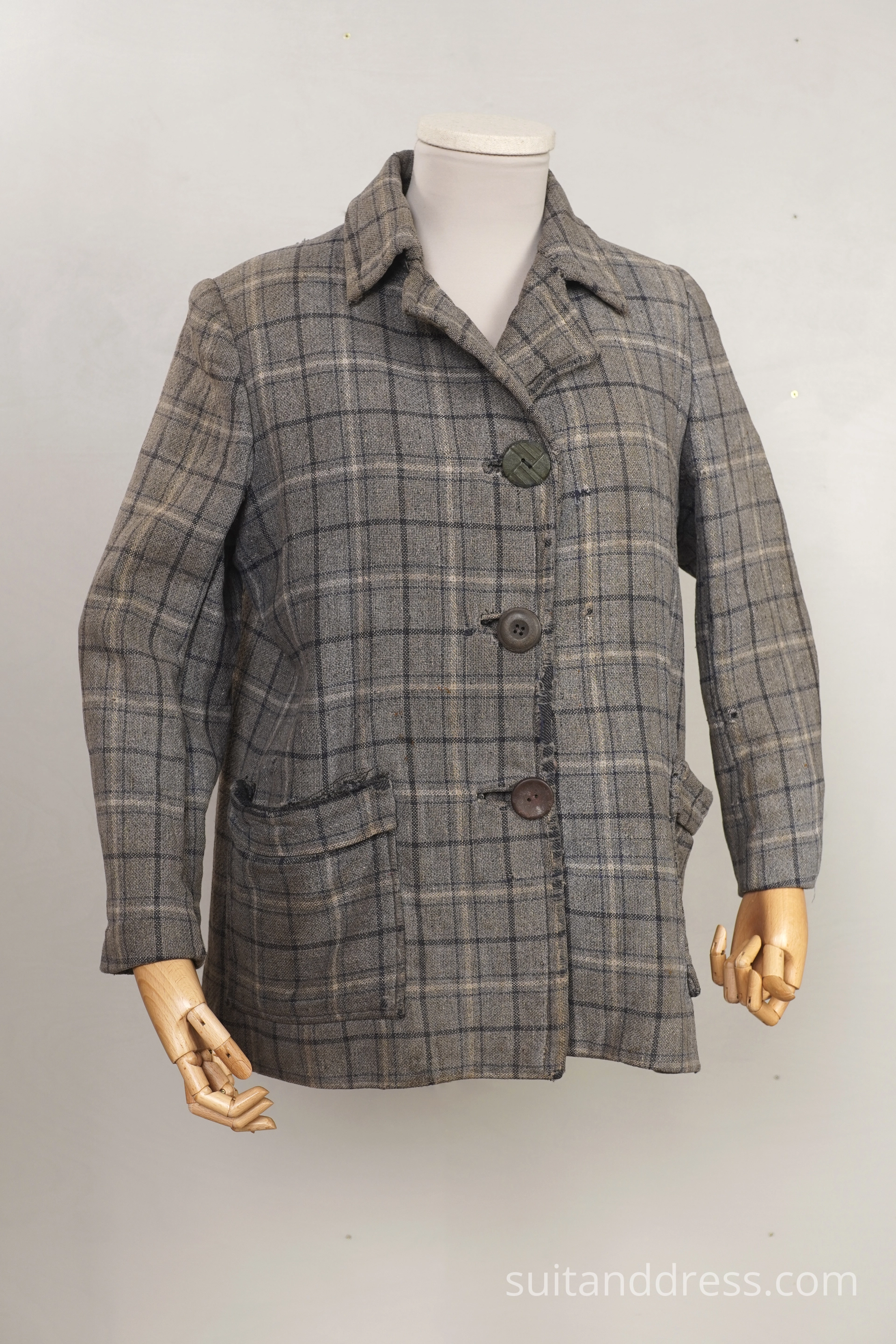 1940s poor, darned hand made coat