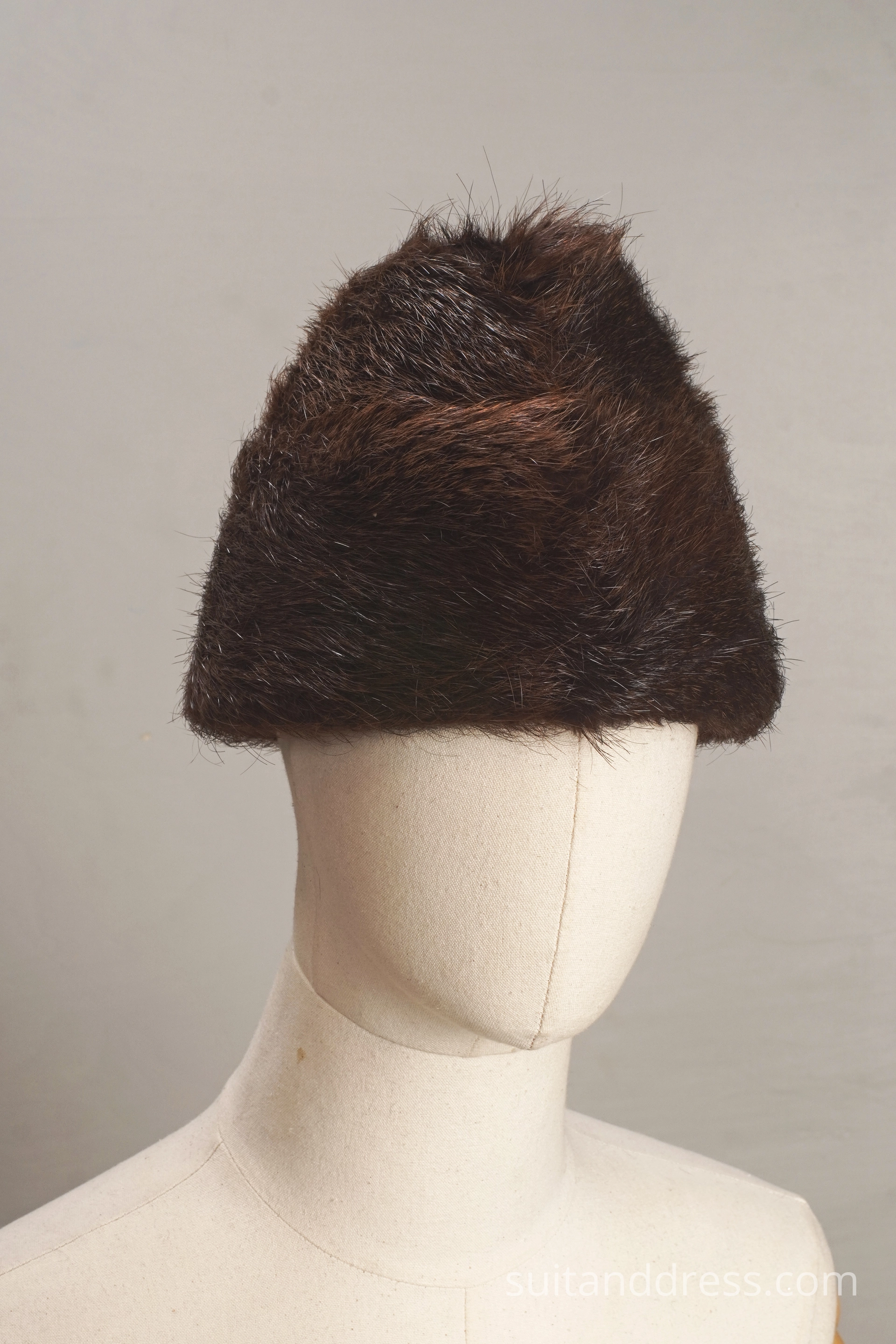 Vintage fur hat brown beaver cossack mid century fashion