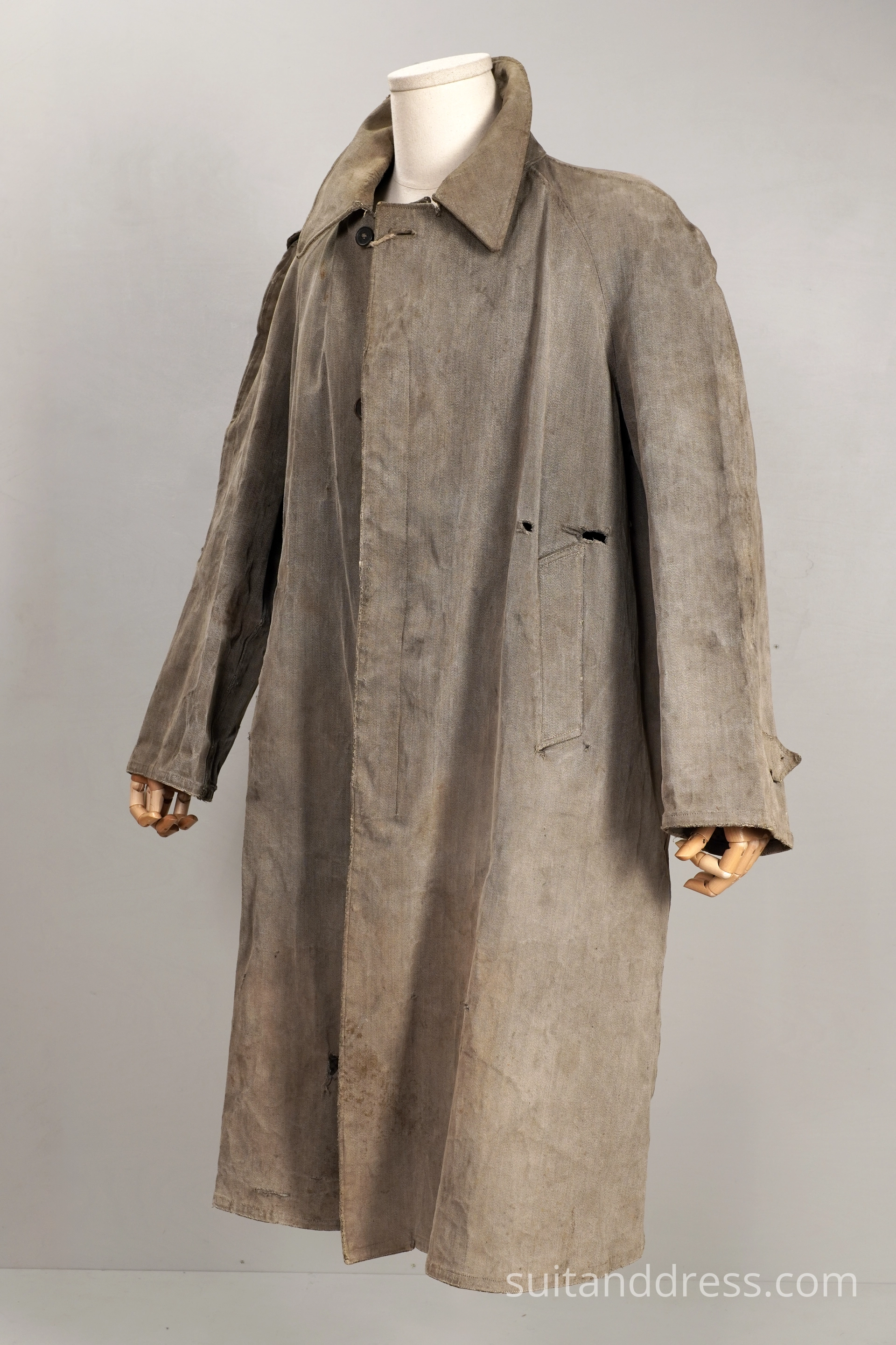 Soviet mid century work cat rain coat distressed worn out costume rent