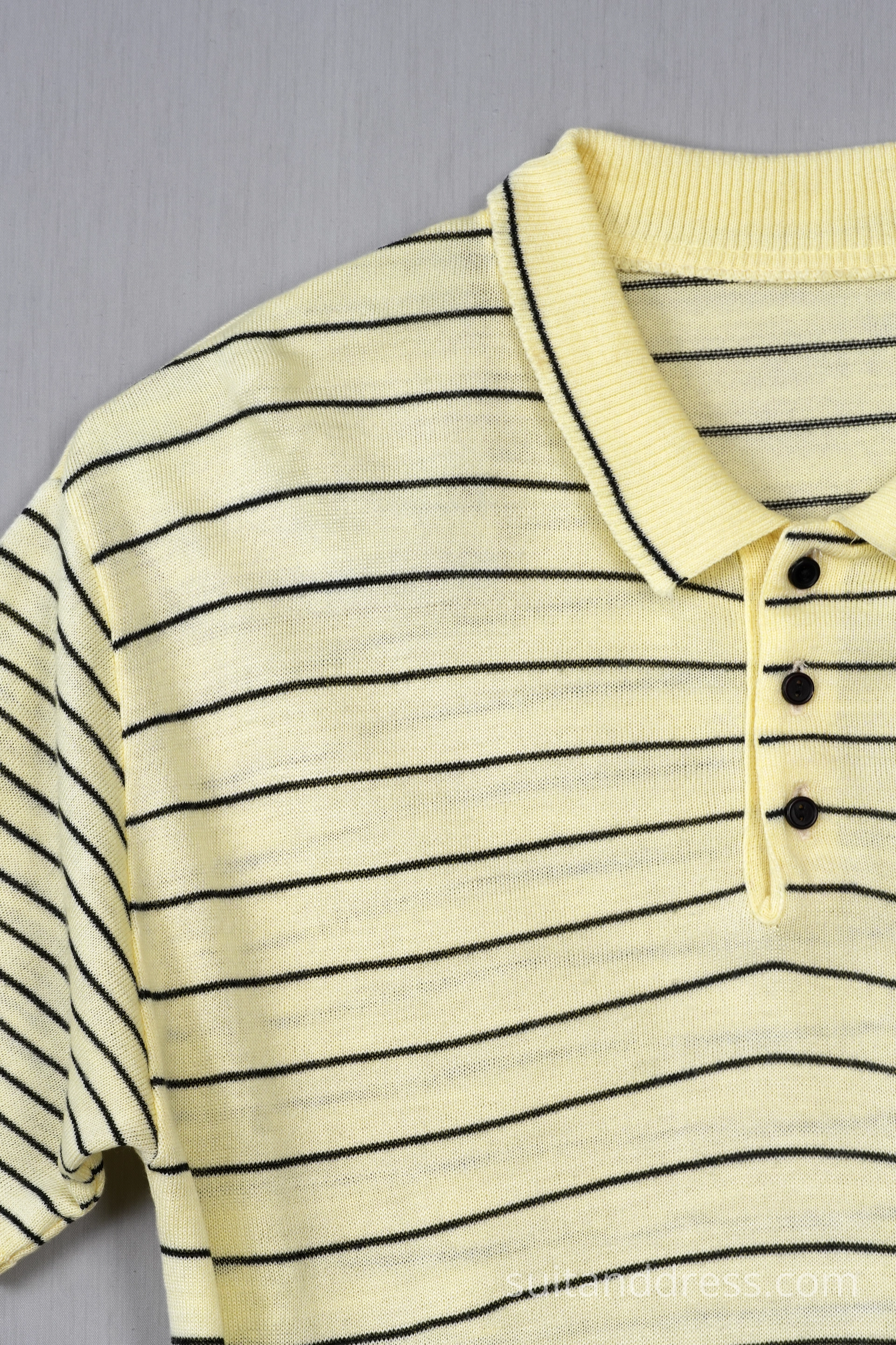 Mens 1970s lightweight striped polo shirt vintage costume rental for films in Riga Latvia