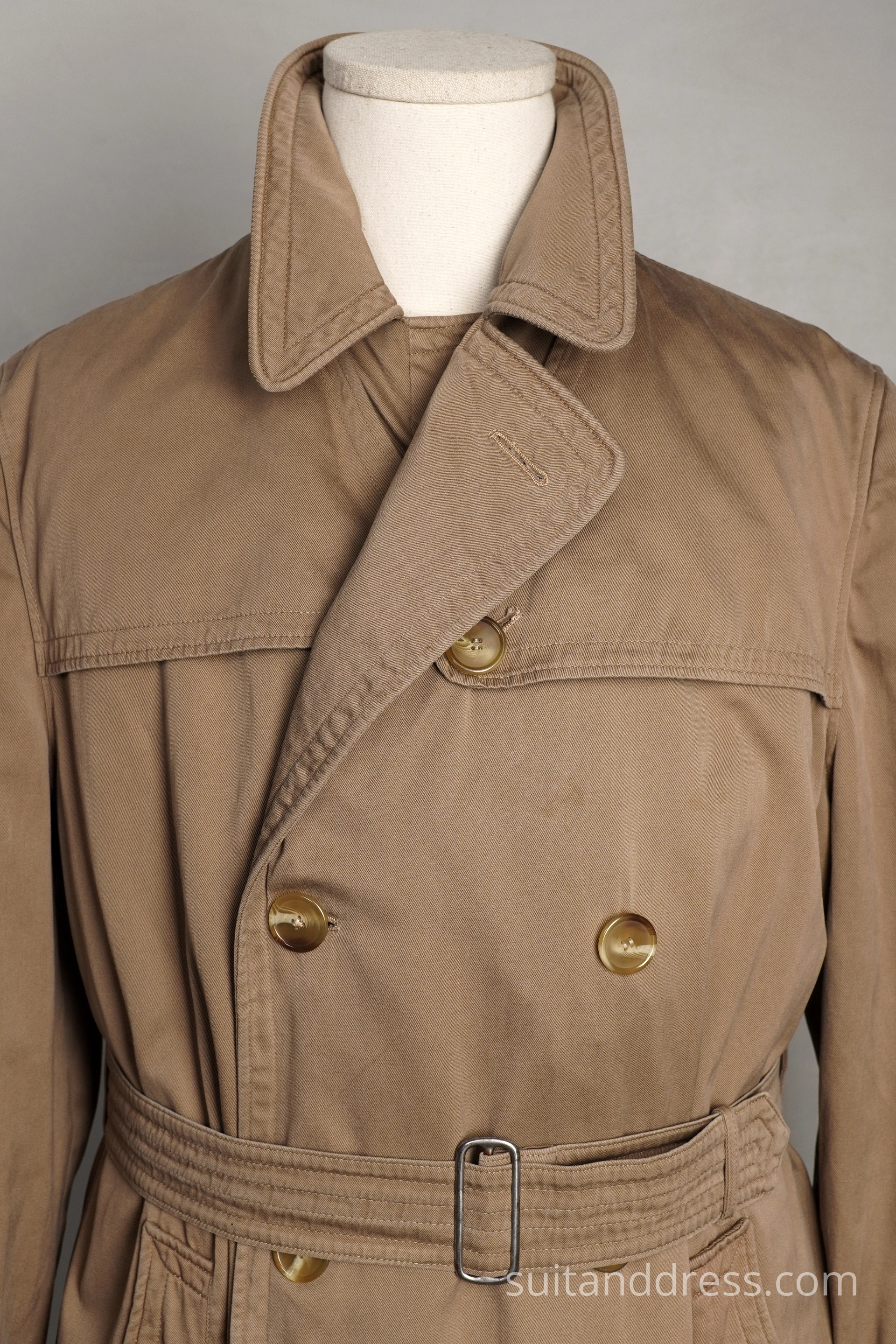1940s 50s double breasted cotton gabardine trench coat  mid century mens style costume rent in Riga