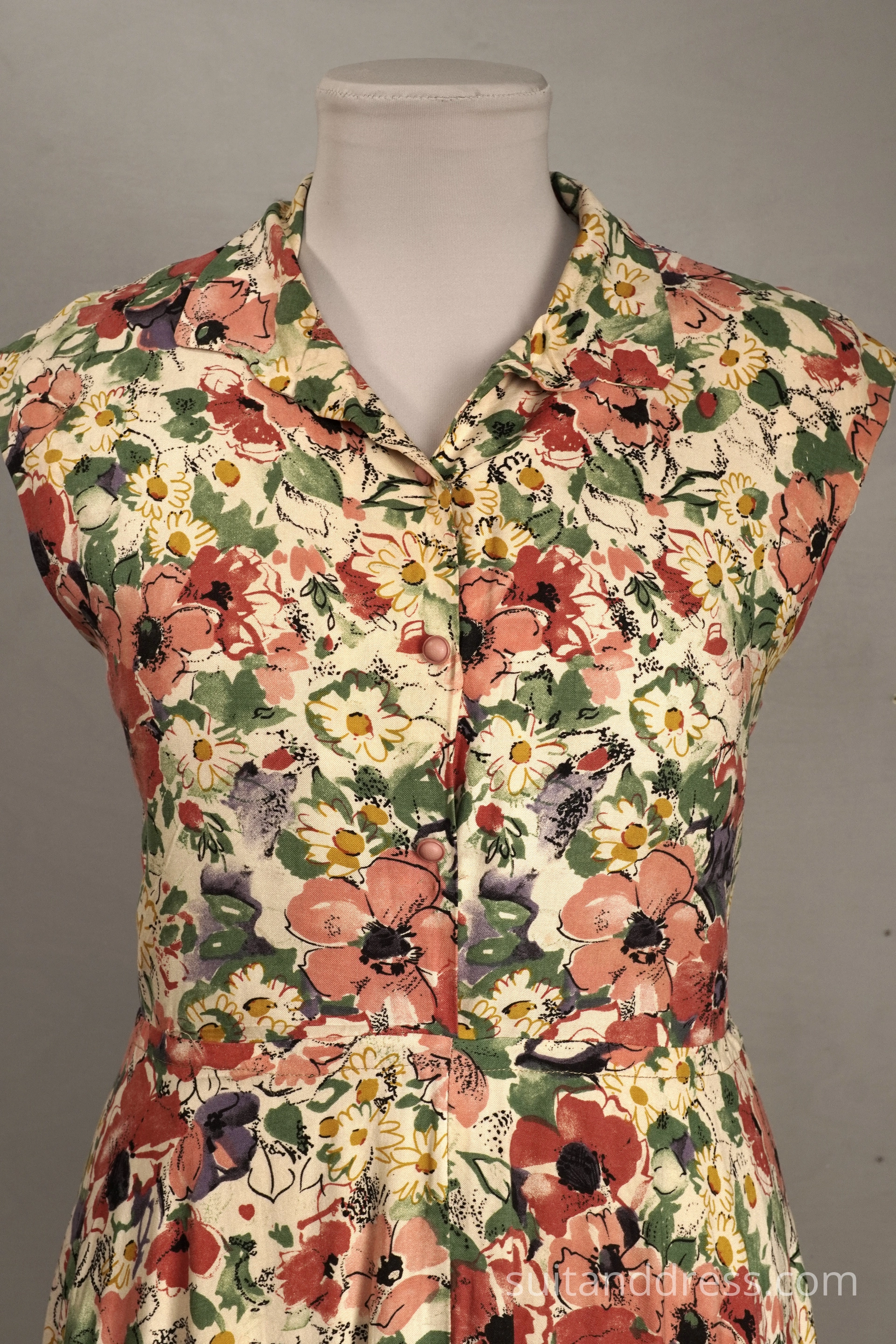 1950s rayon summerdress floral print