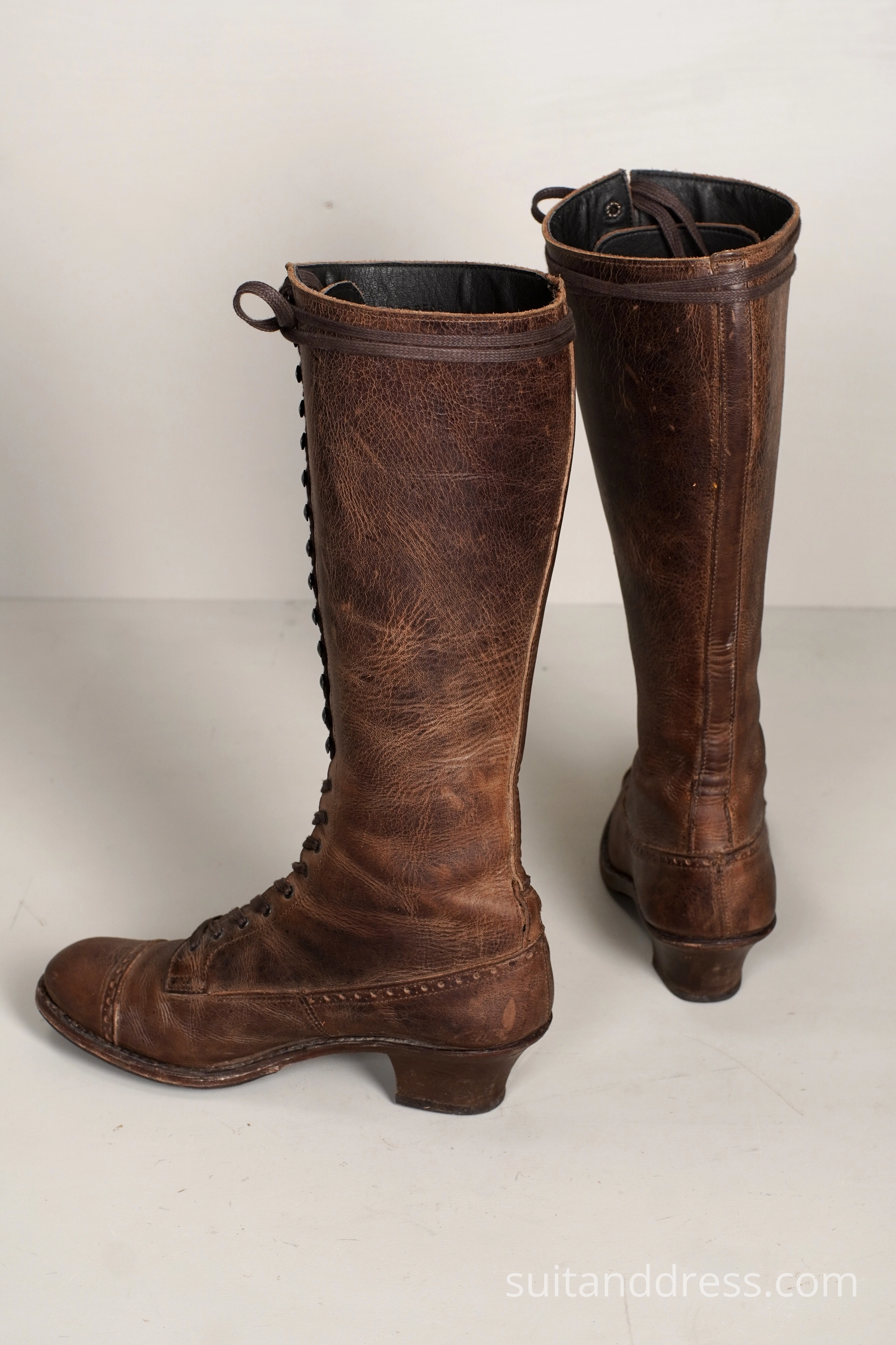 Victorian Edwardian Flapper ladies cycling tall lace-up boots replica costume rent suffargettte