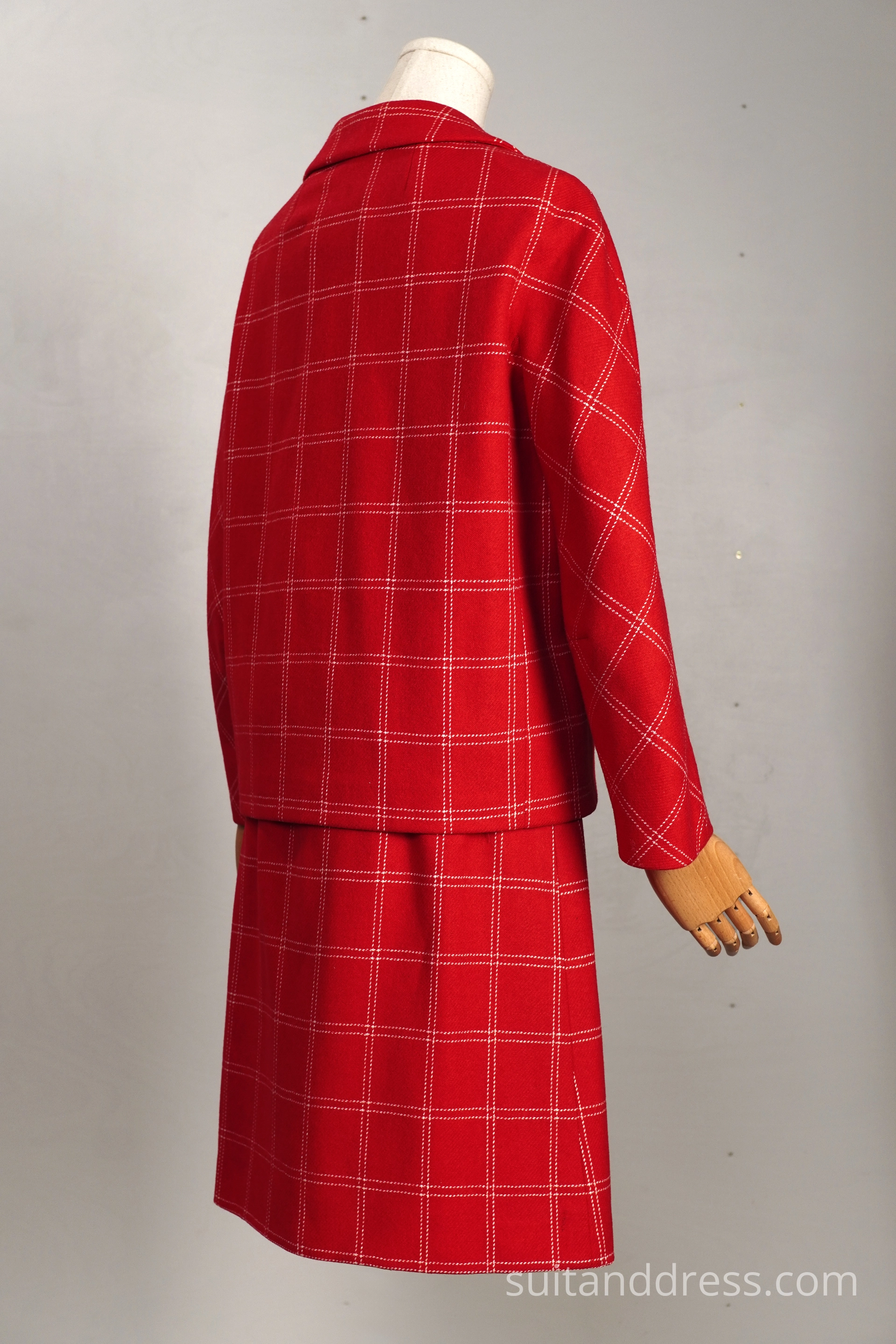 1960s red plaid ladies suit