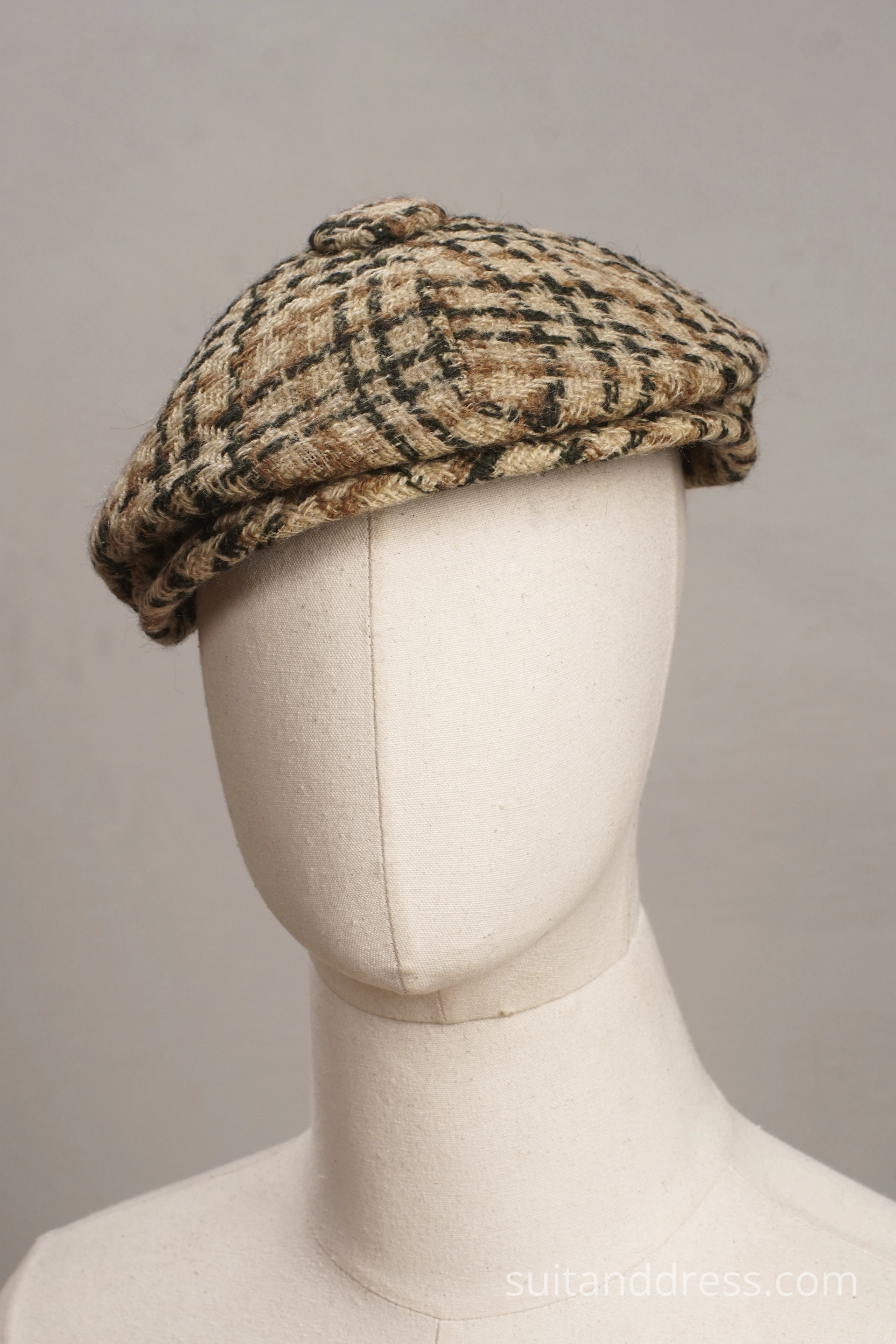 1970s soviet plaid wool flat cap
