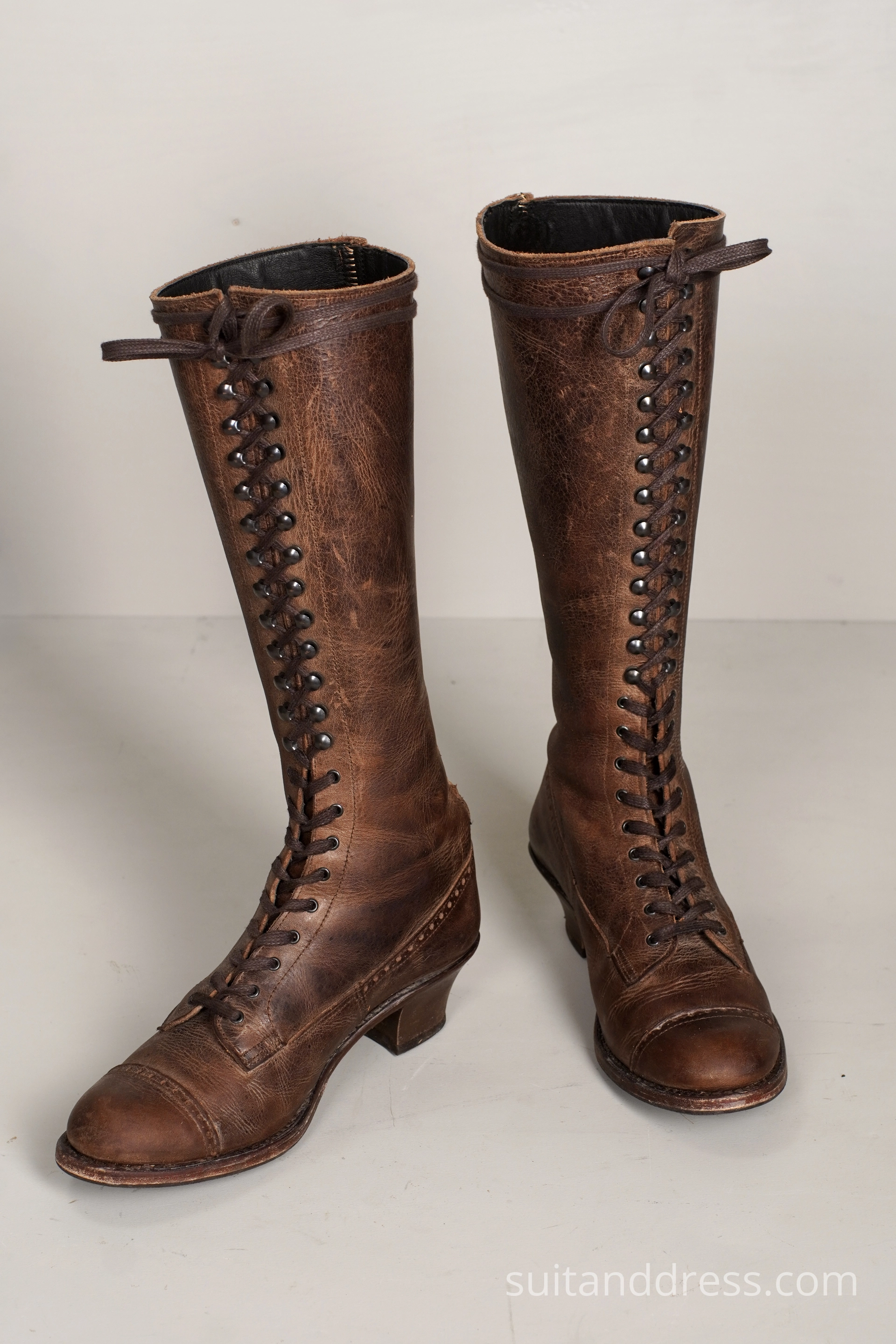 Victorian Edwardian 1920s styleladies cycling tall lace-up boots replica costume rent suffargettte
