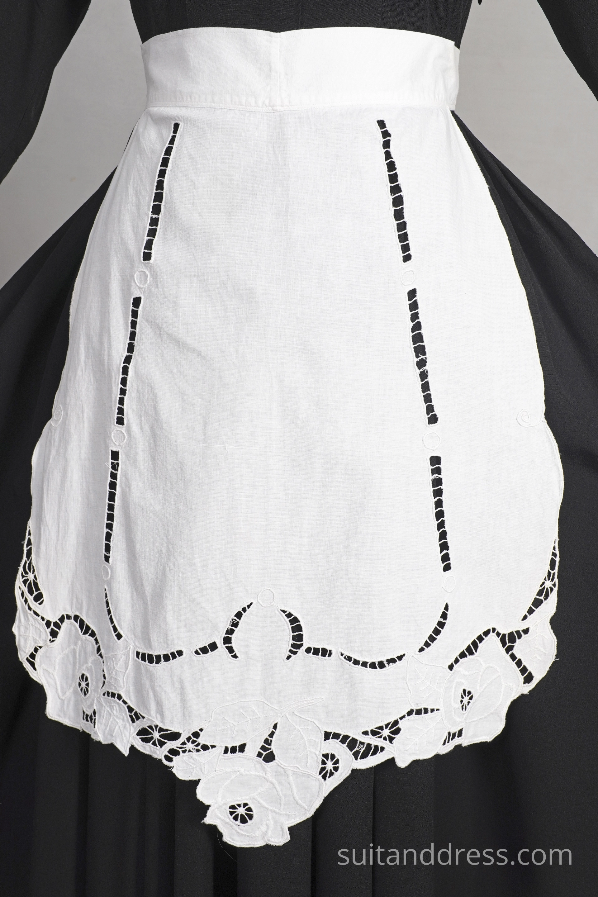 WHITE CUTWORK EMBROIDERY MAID APRON, 1900s vintage costume rent in Latvia Riga
