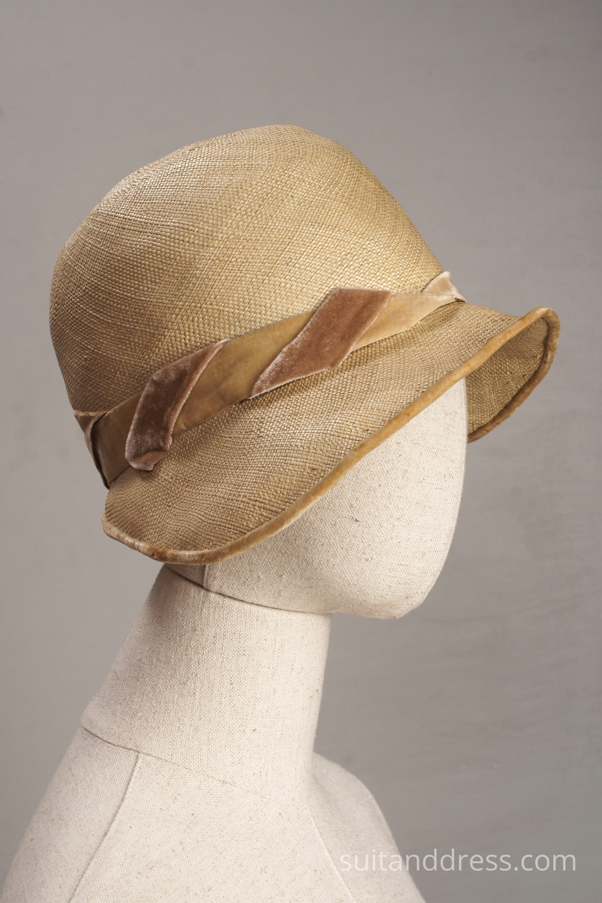 1920s summer straw cloche hat