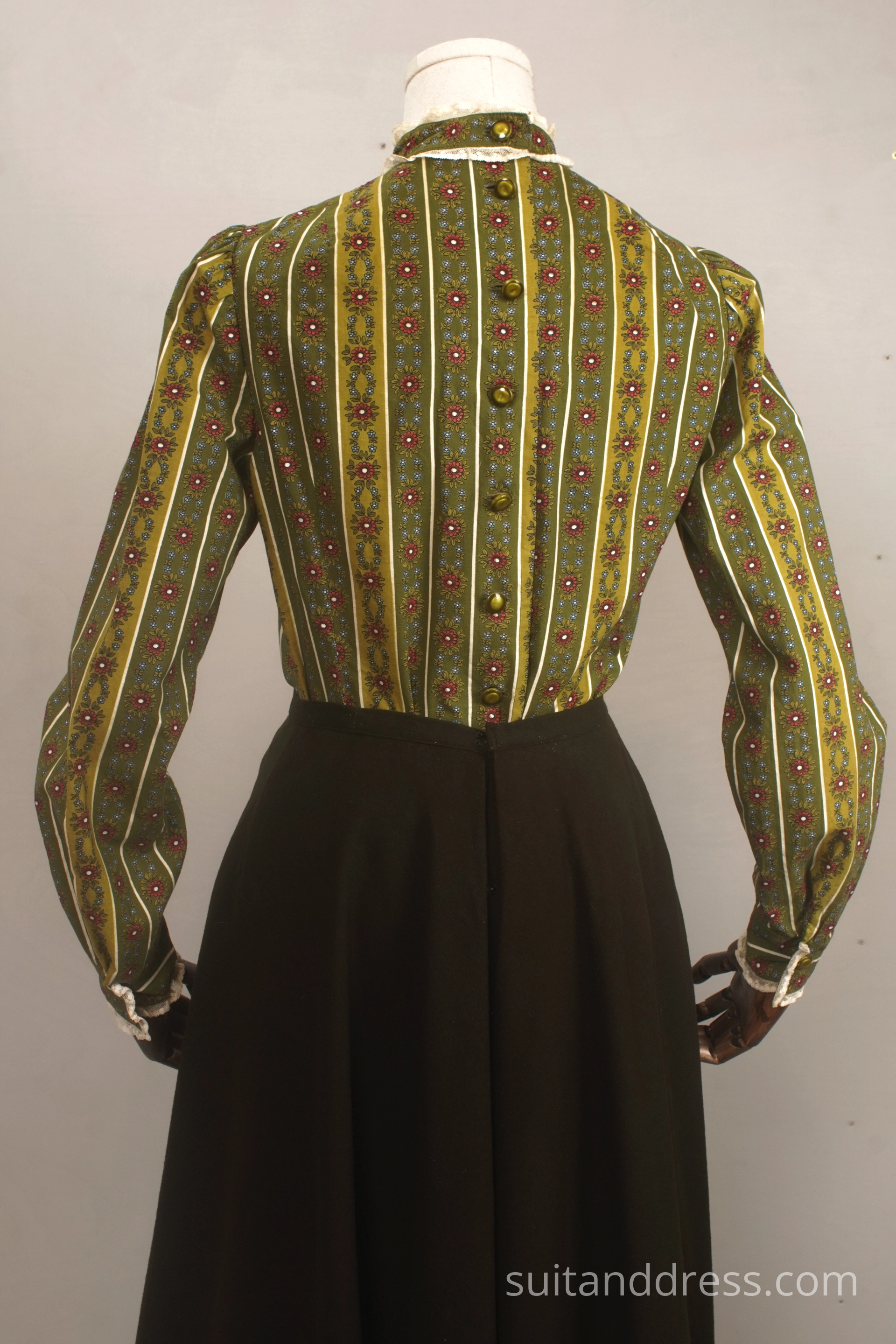 Edvardian printed cotton blouse replica 1900s womens fashion rent