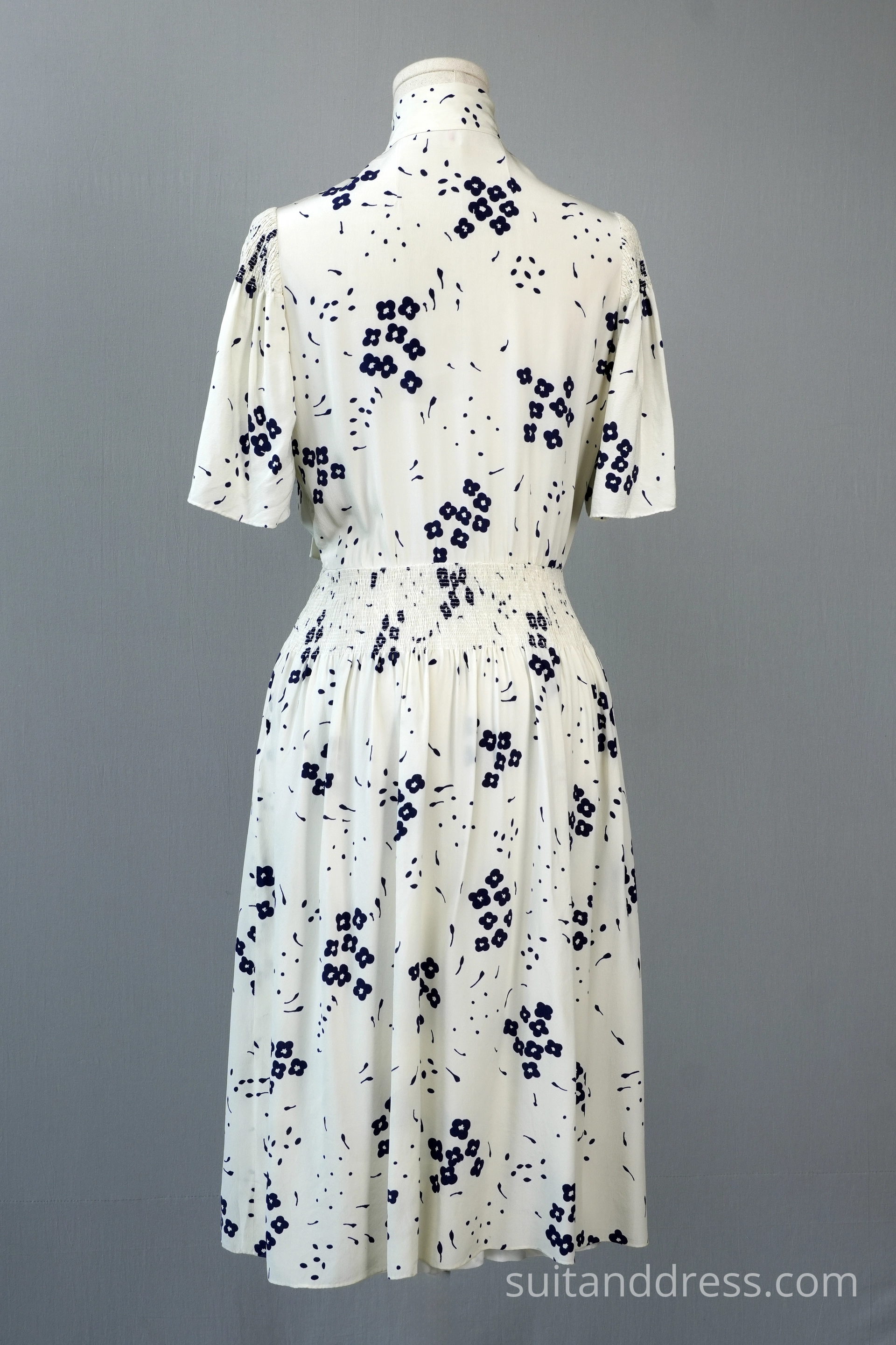 1930s printed silk summer dress vintage costume rental for films in Riga Latvia