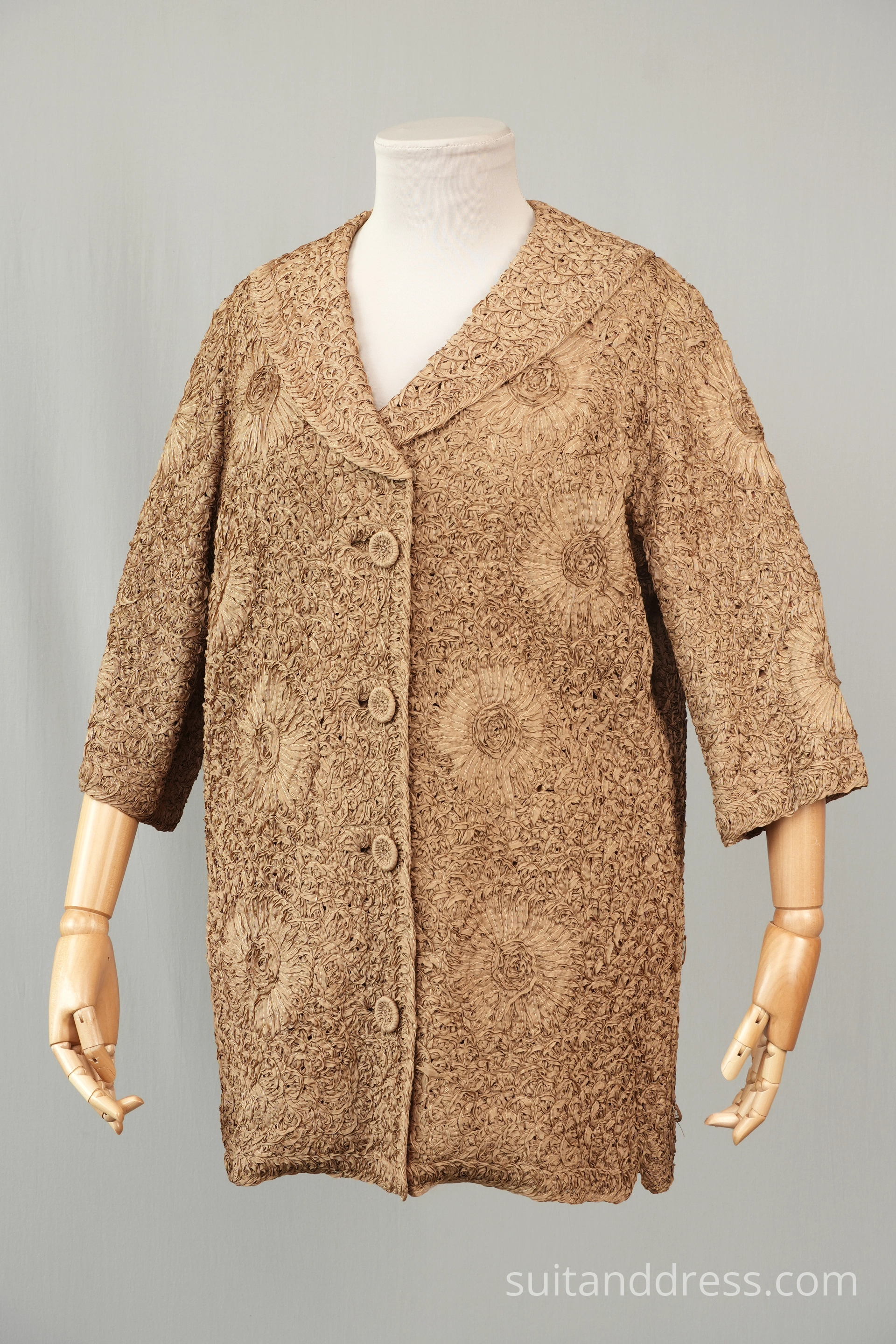 1960s ribbon knit evening coat 60s style luxorious lady vintage costume rental for films in Riga Latvia
