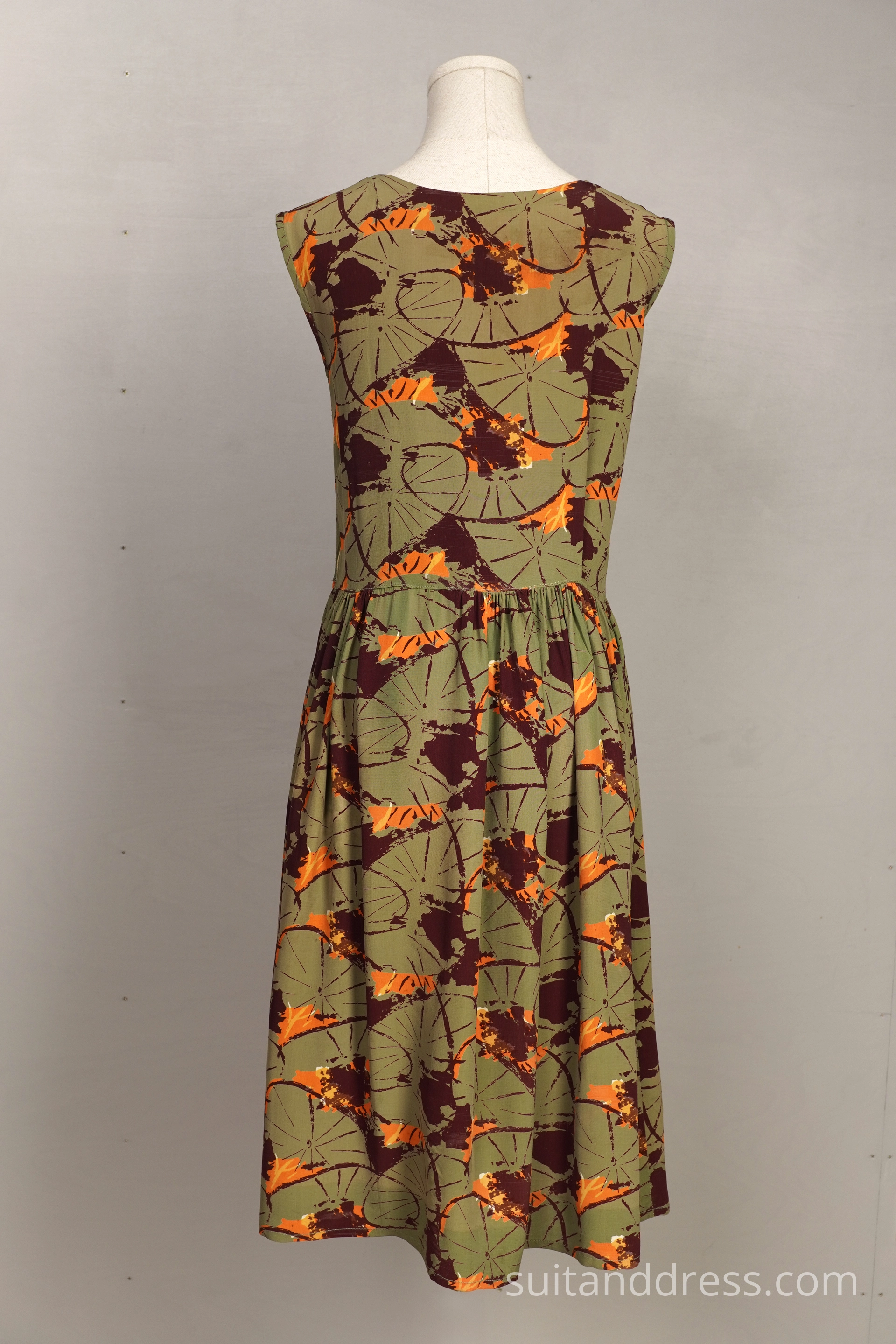 1950s abstract print silk dress for rent
