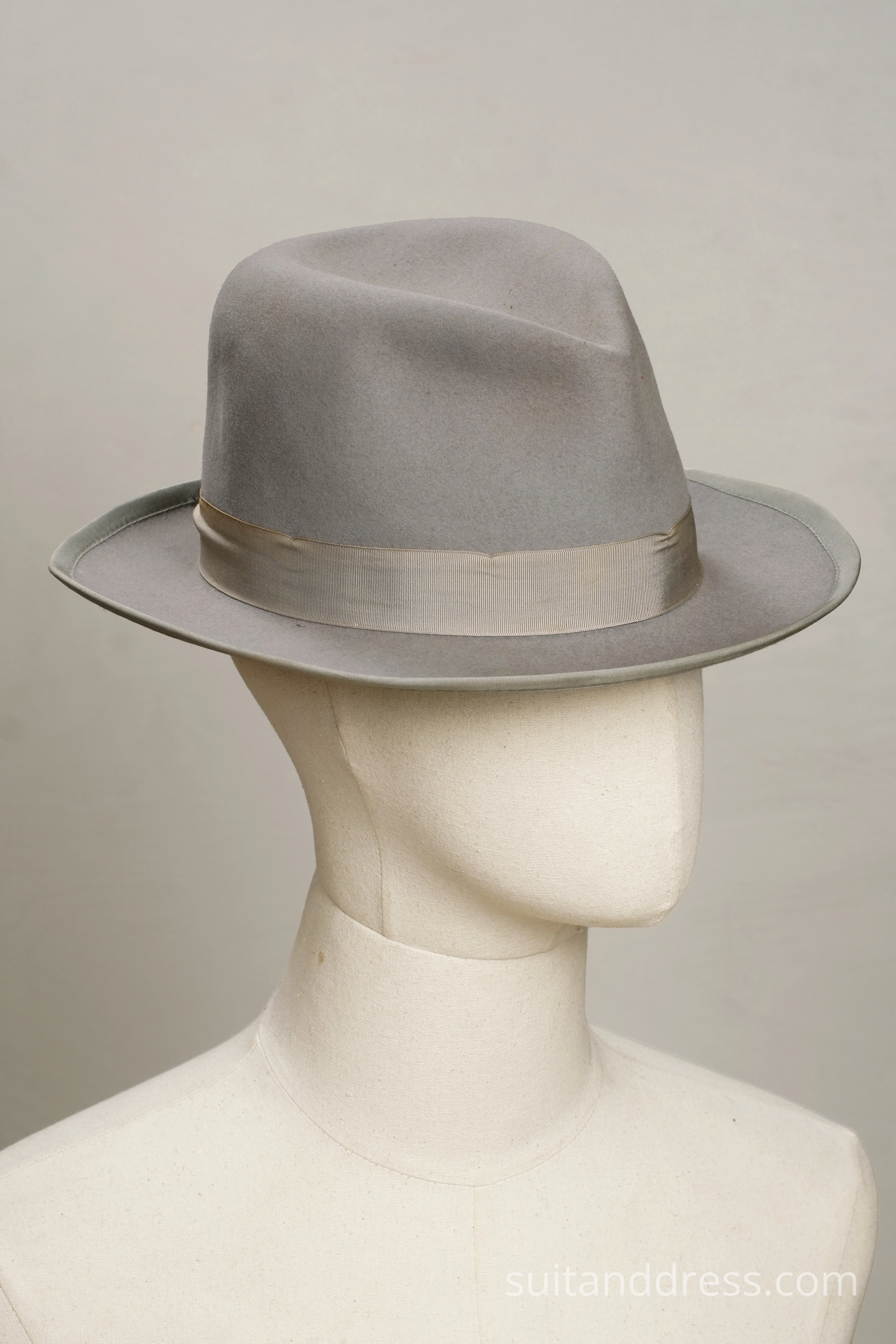 mid century 30s style fedora in dove grey