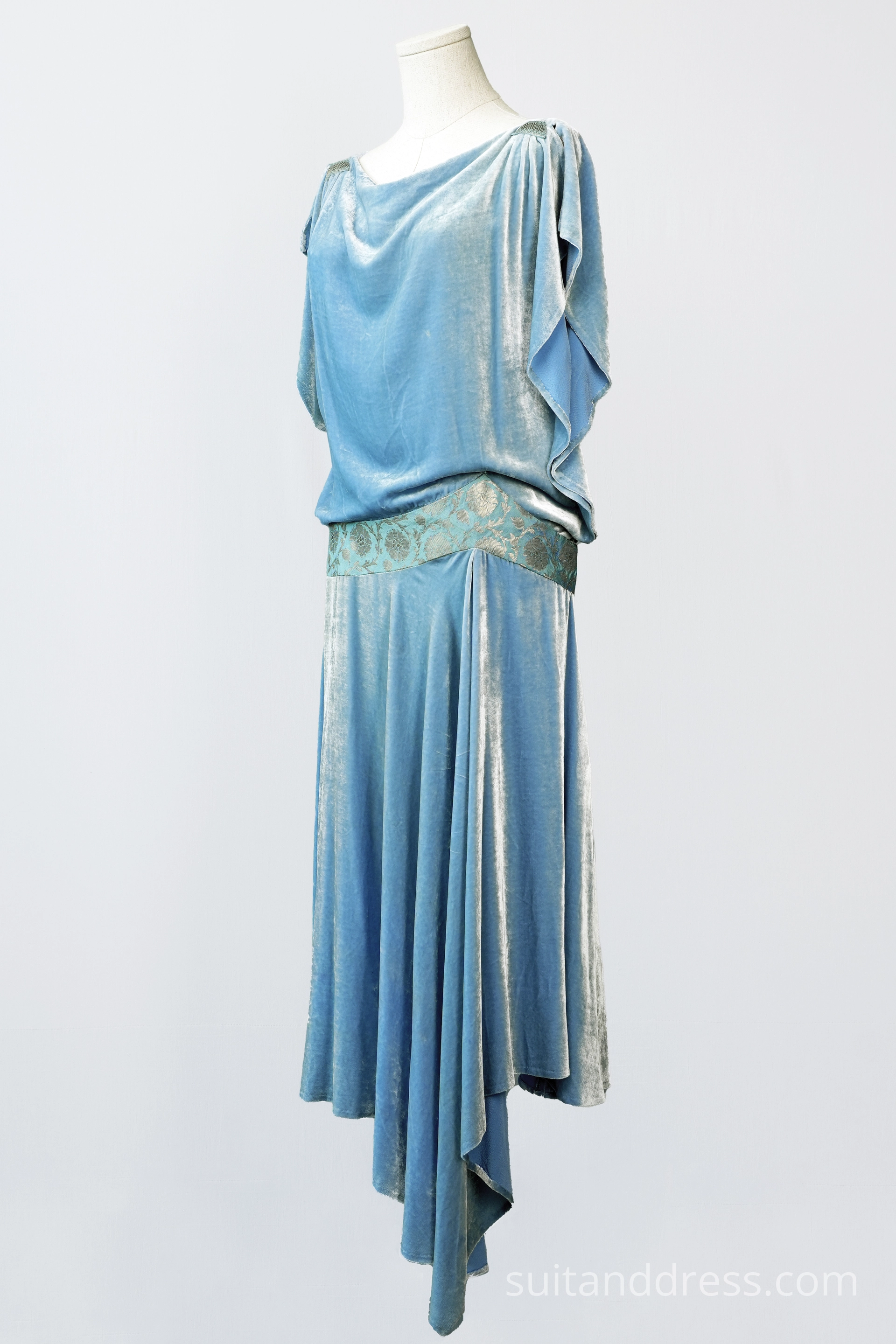 1920s style greek goddess silk velvet dress evening gown 20s party dress flaper style jazz age vintage costume rental hire for films in Riga Latvia
