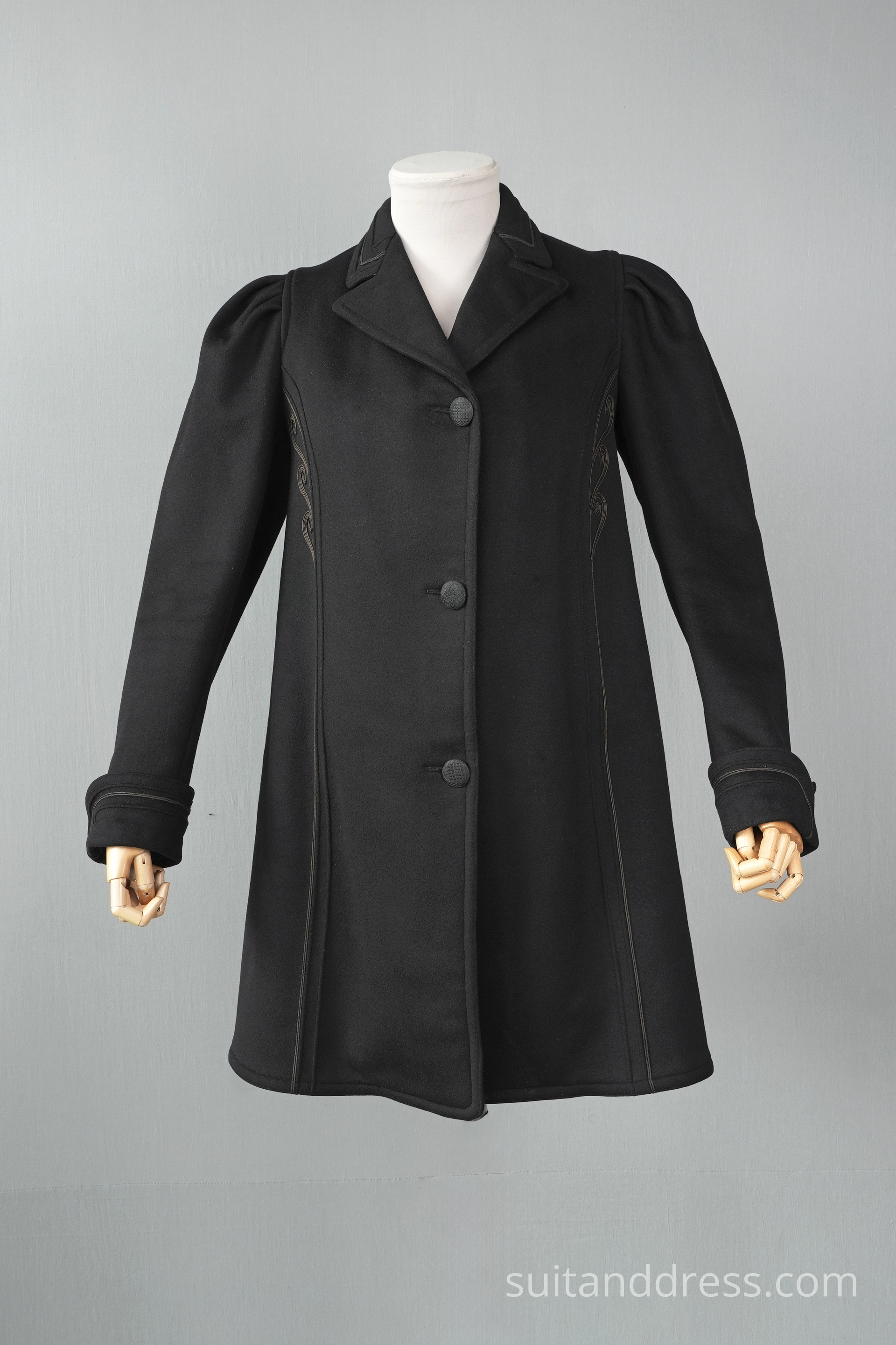 Victorian Edwardian ladies winter coat soutache trim costume rental Riga