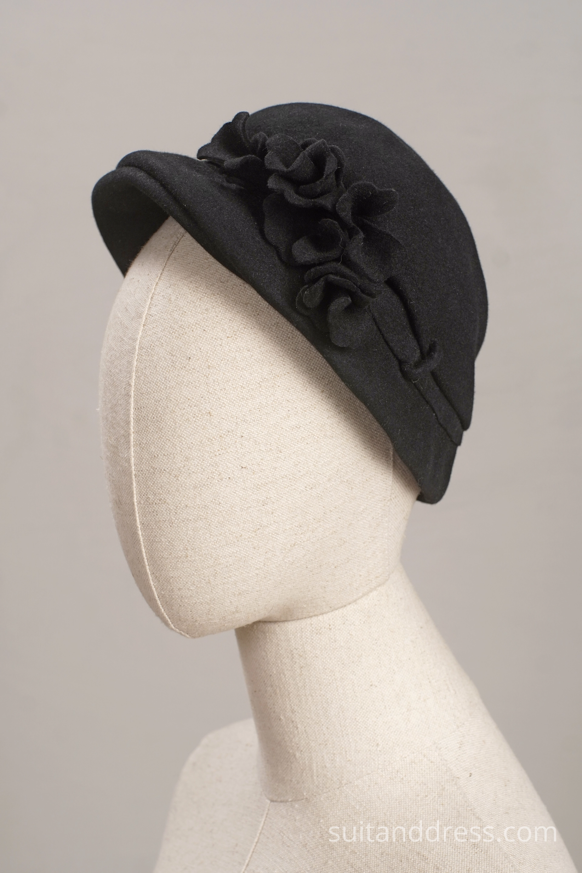 1940s 50s felt flowers tilt hat