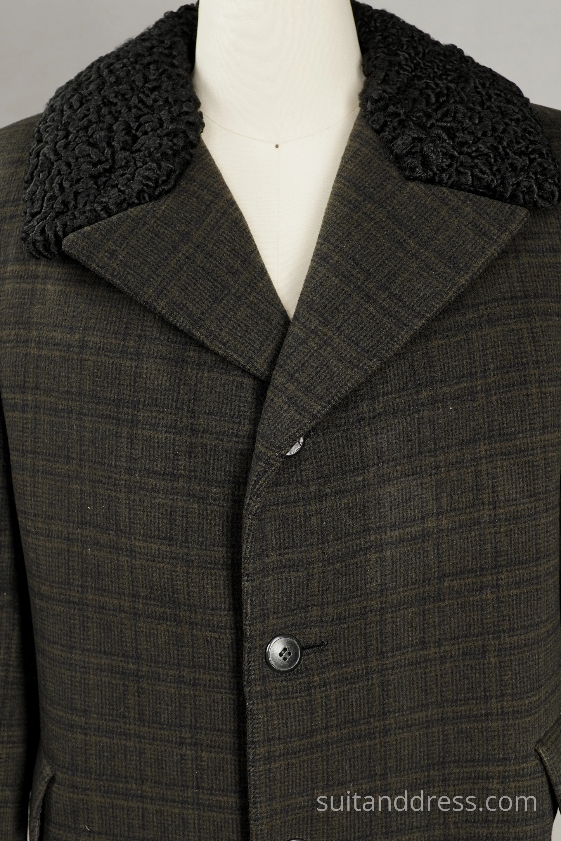 Soviet mens 1960s winter coat fur collar costume rental