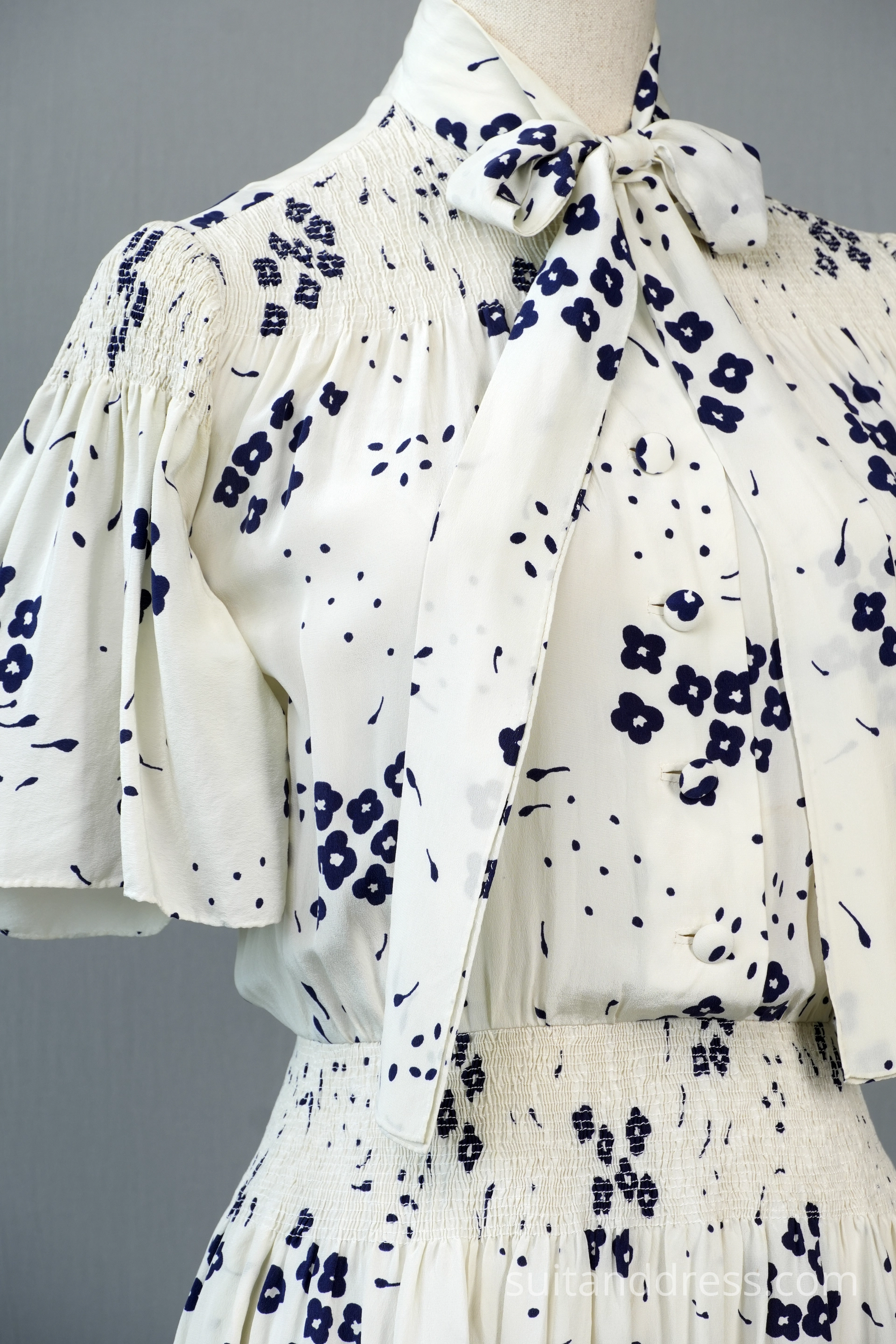 1930s printed silk summer dress vintage costume rental for films in Riga Latvia