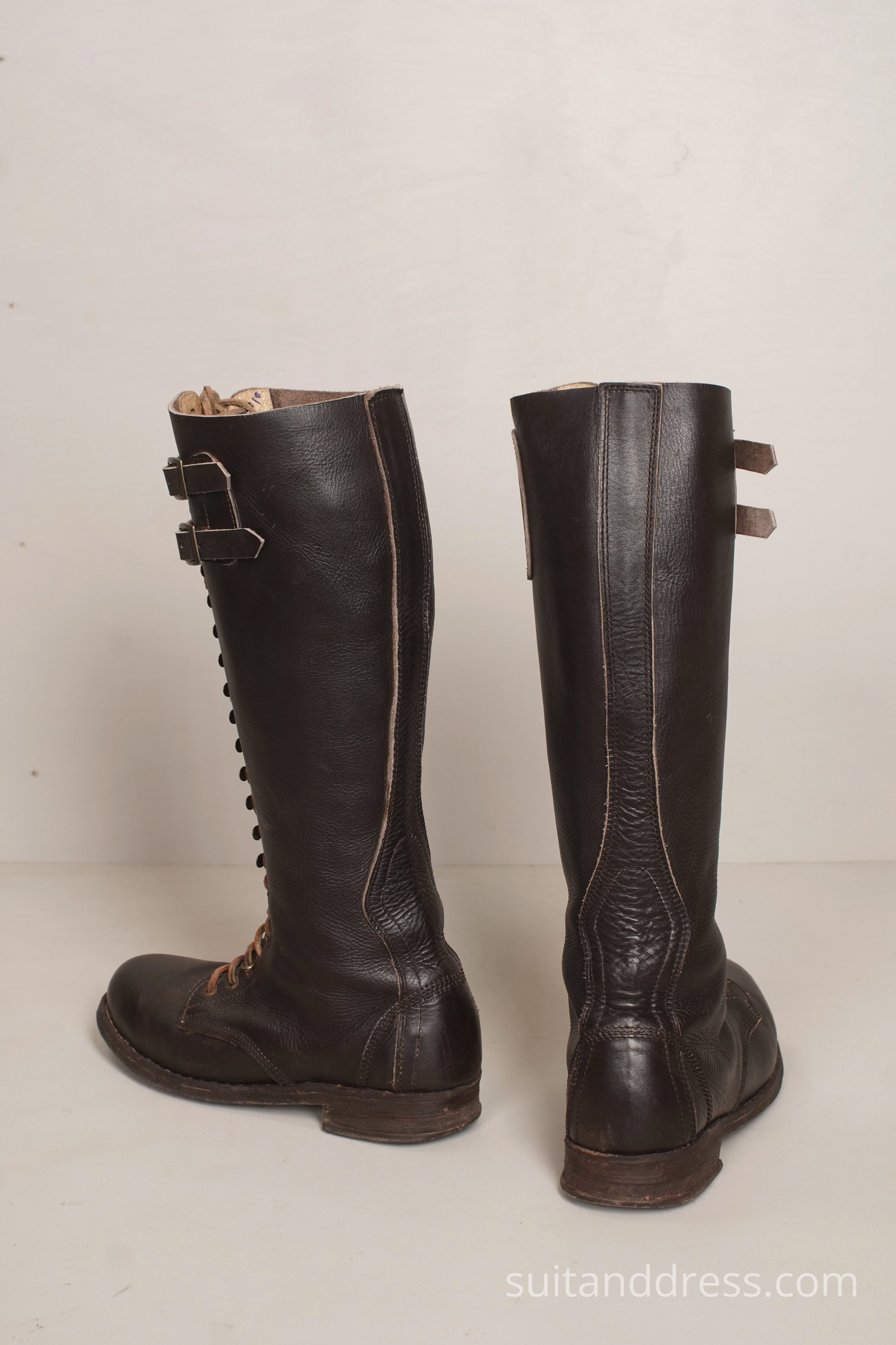 Tall lace up mens boots Edwardian style hstorical costume rent vintage fashion rental Riga
