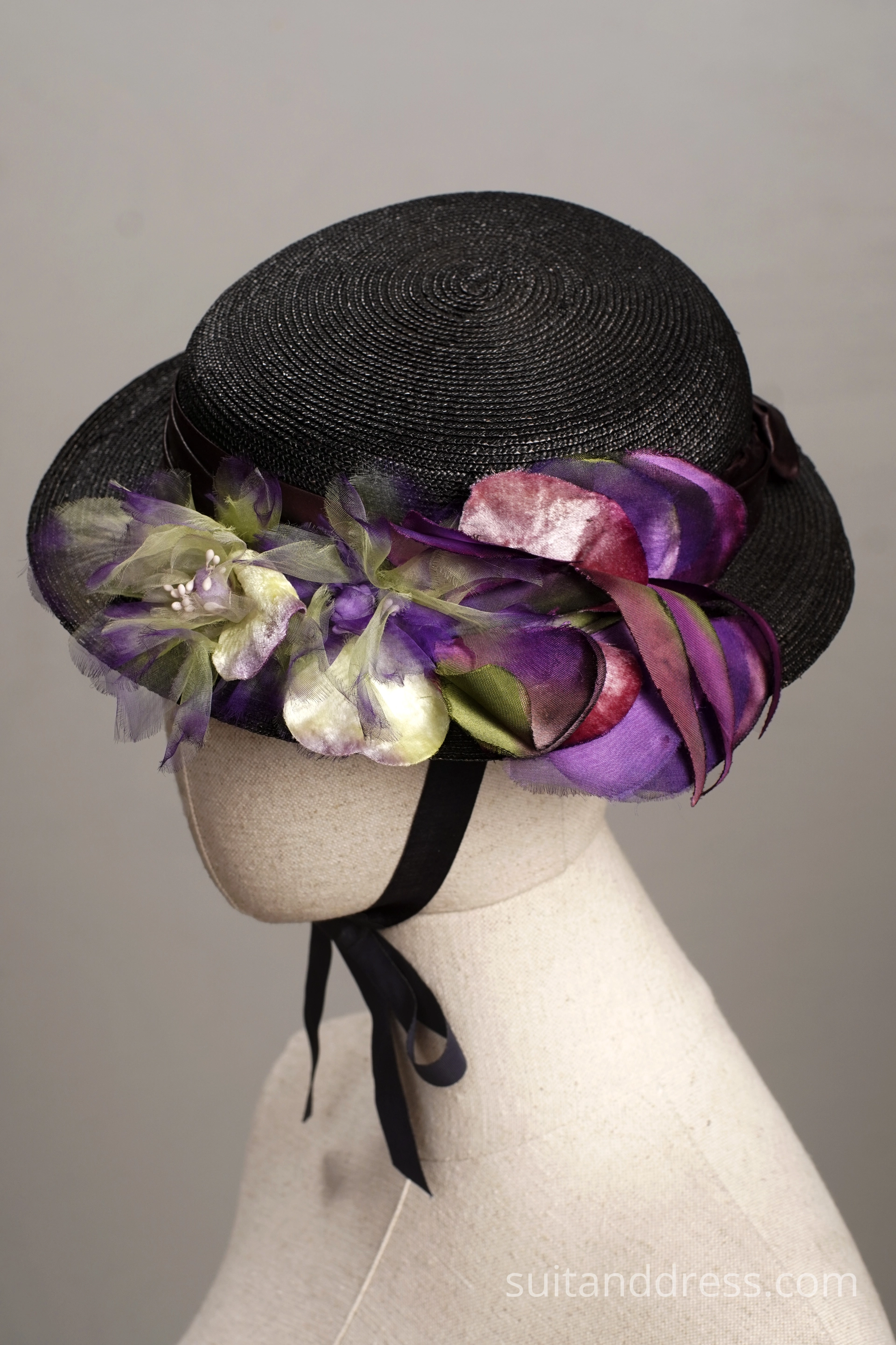 Edwardian style straw flowers hat