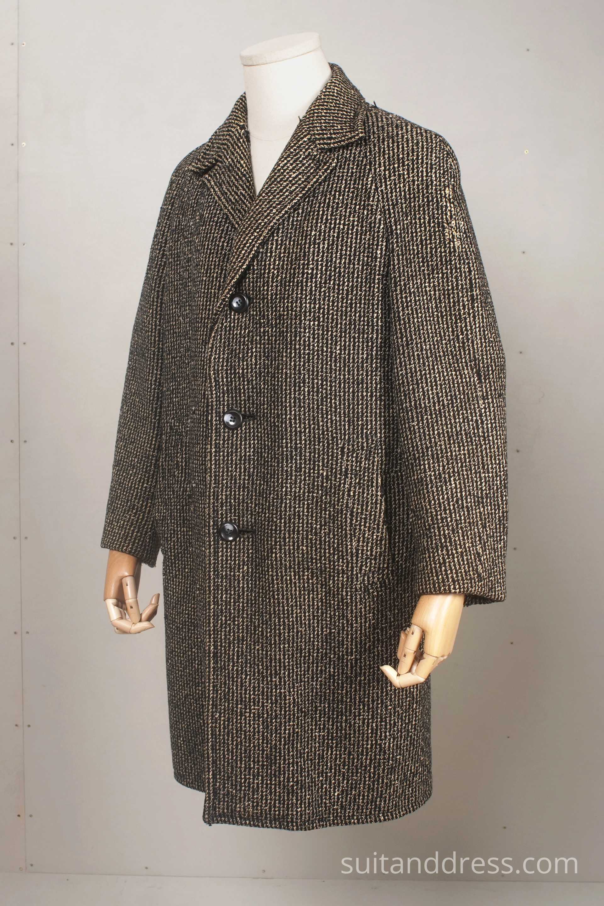 Vintage 1960s tweed fleck coat worn out