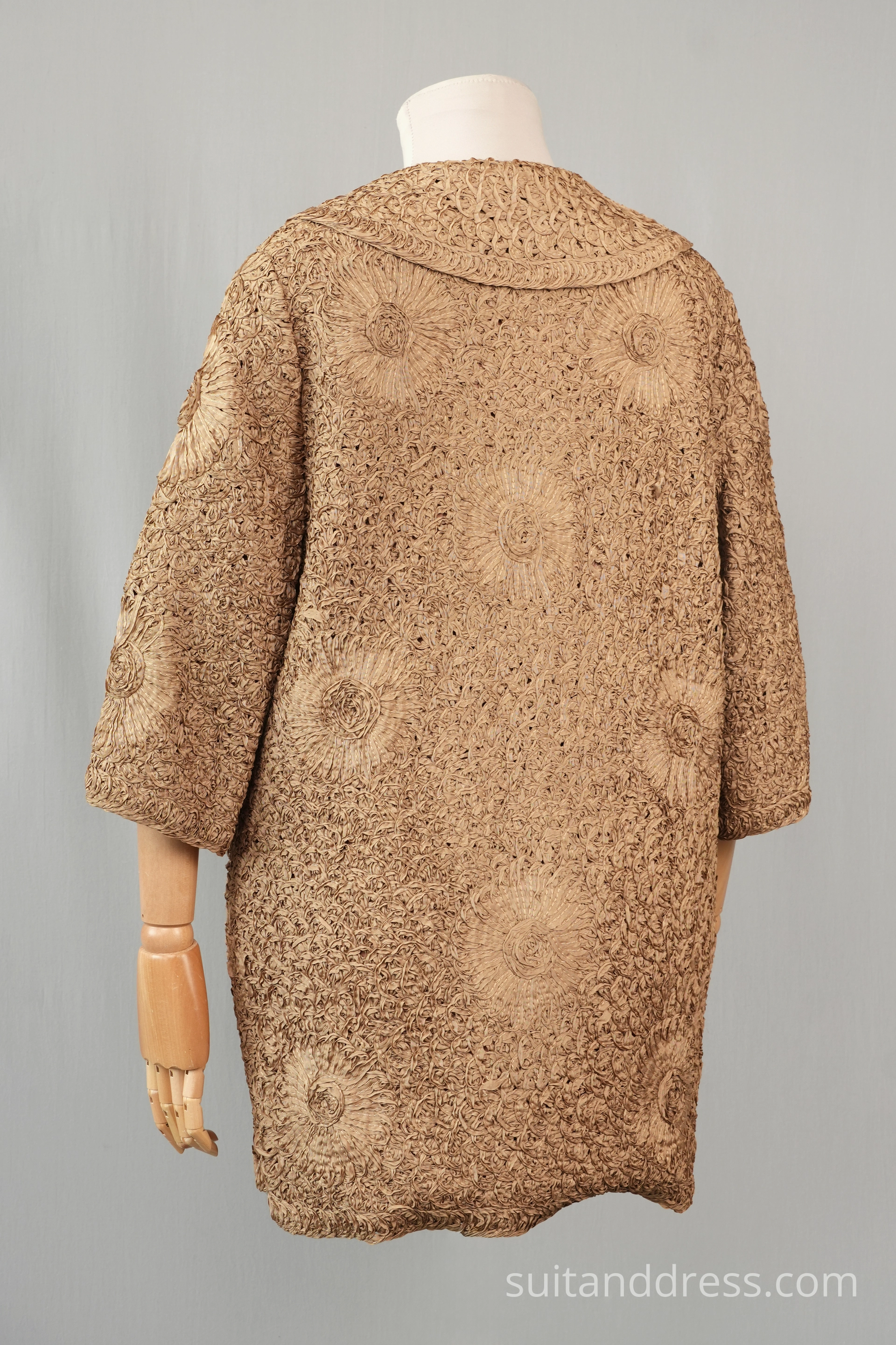 1960s ribbon knit evening coat 60s style luxorious lady vintage costume rental for films in Riga Latvia