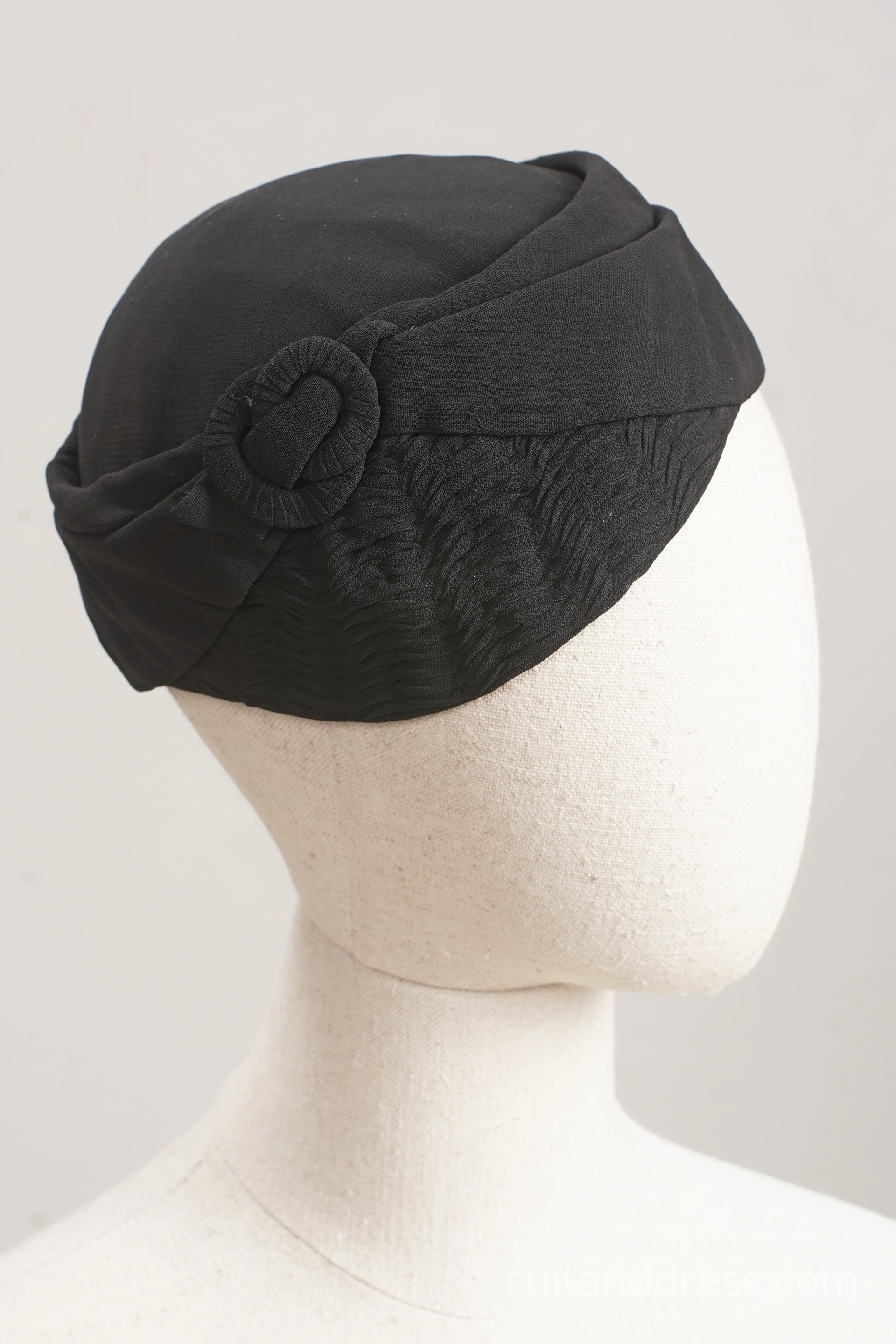Mid century draped silk hat vintage 1950s 1960s fashion mourning