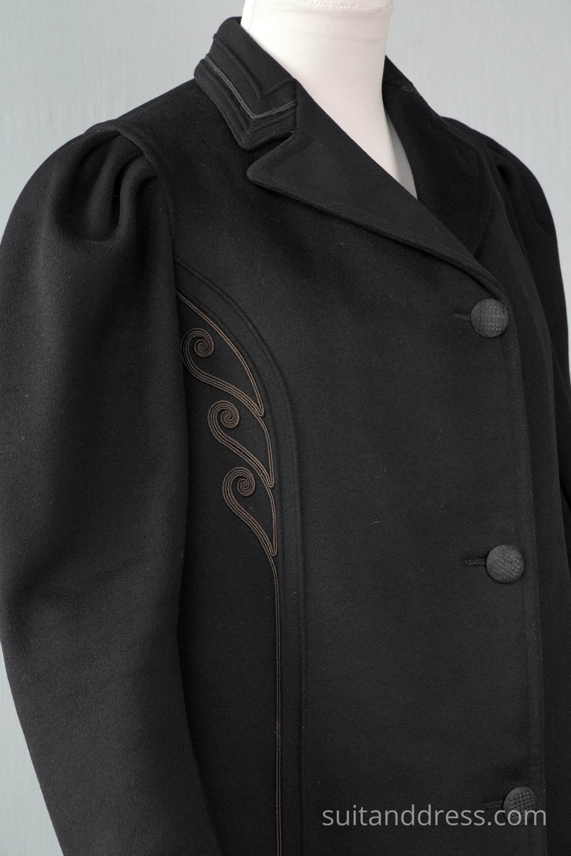 Victorian Edwardian ladies winter coat soutache trim costume rental Riga