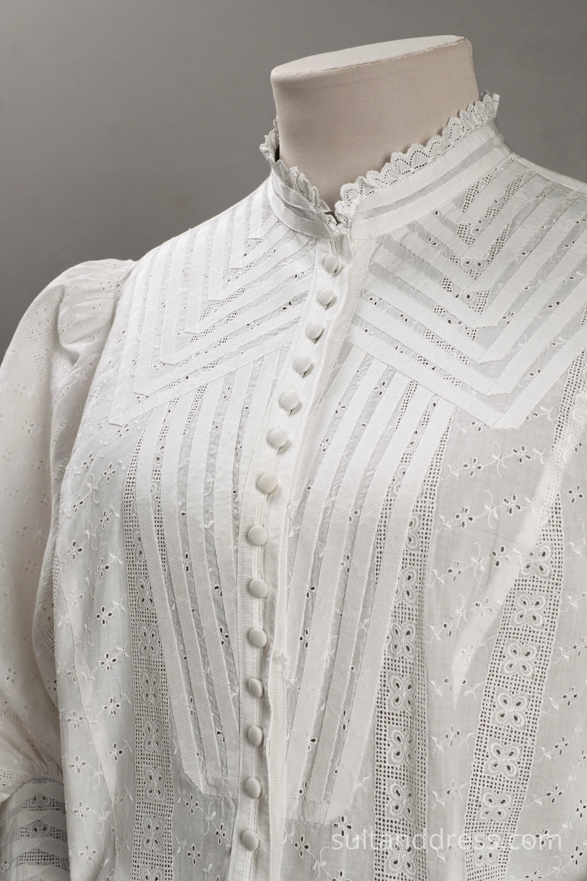 Edwardian eyelet cotton blouse replica broderi anglaise 