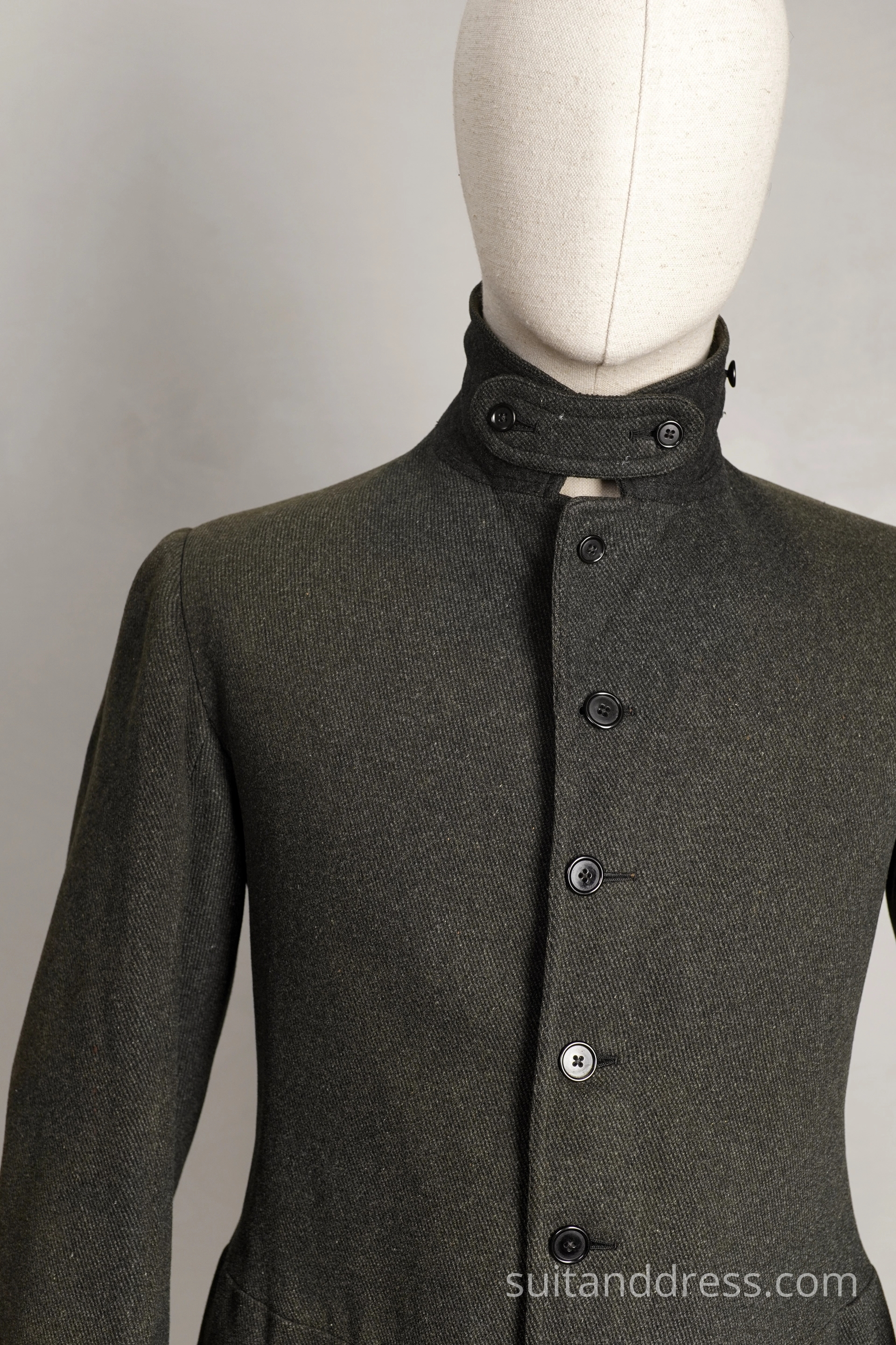 Victorian Edwardian mens winter coat grey green wool students style 20th century begining vintage fashion rent in Riga