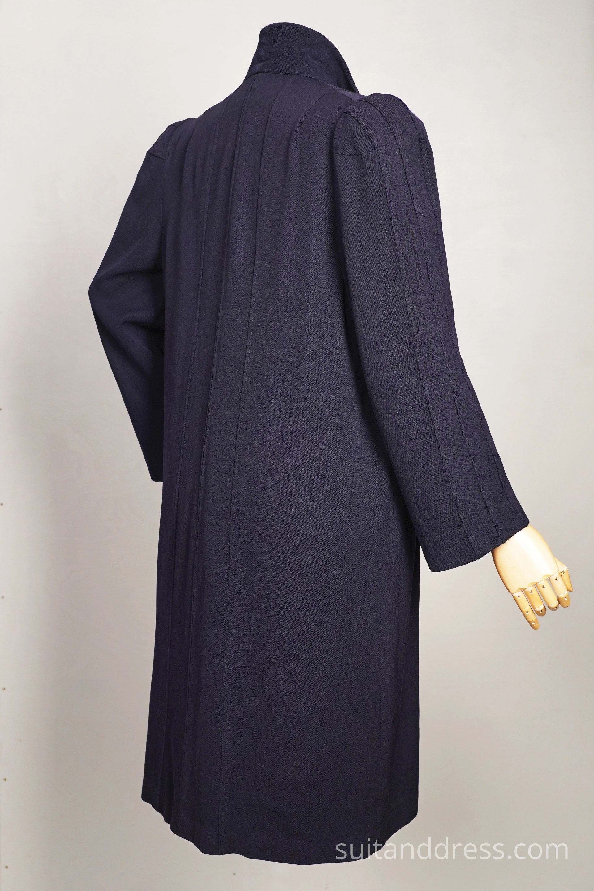 1940s gabardine trapunto coat in navy
