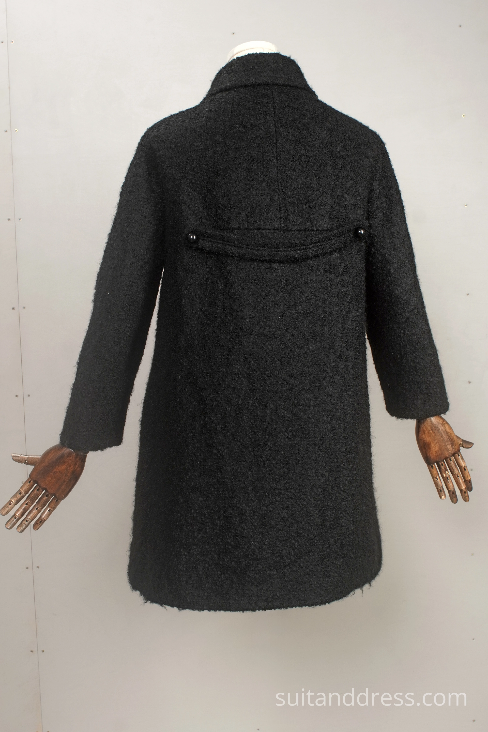 1960s wool boucle mini coat black vintage costume rent